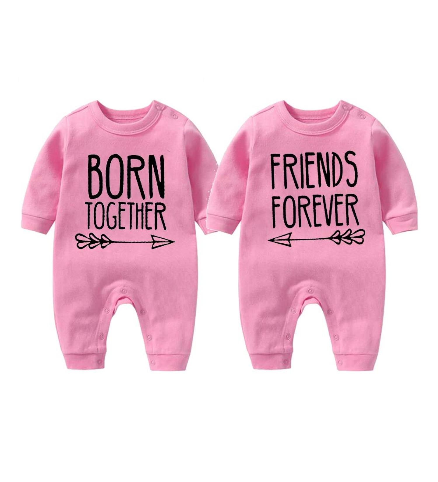 culbutomind Baby Twins Bodysuit Set - Born Together Friends Forever Romper with Hat - Pink - 6-9 Months - Buy Online on GoSupps.com