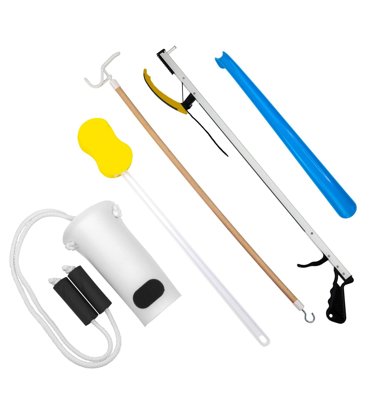 FabLife Hip Kit: Mobility Aid for Hip & Knee Surgery Recovery - Includes Reacher, Sponge, Sock & Shoe Aid - Buy Online on GoSupps.com