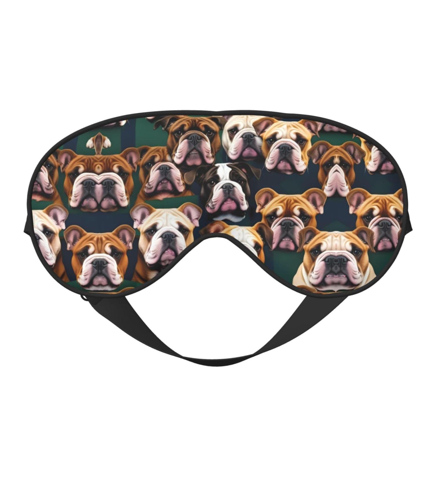 Cute English Bulldog Print Unisex Sleep Mask - Double-Sided Eye Mask for Sound Sleep & Skin Care - International Shipping Available - Buy Online on GoSupps.com
