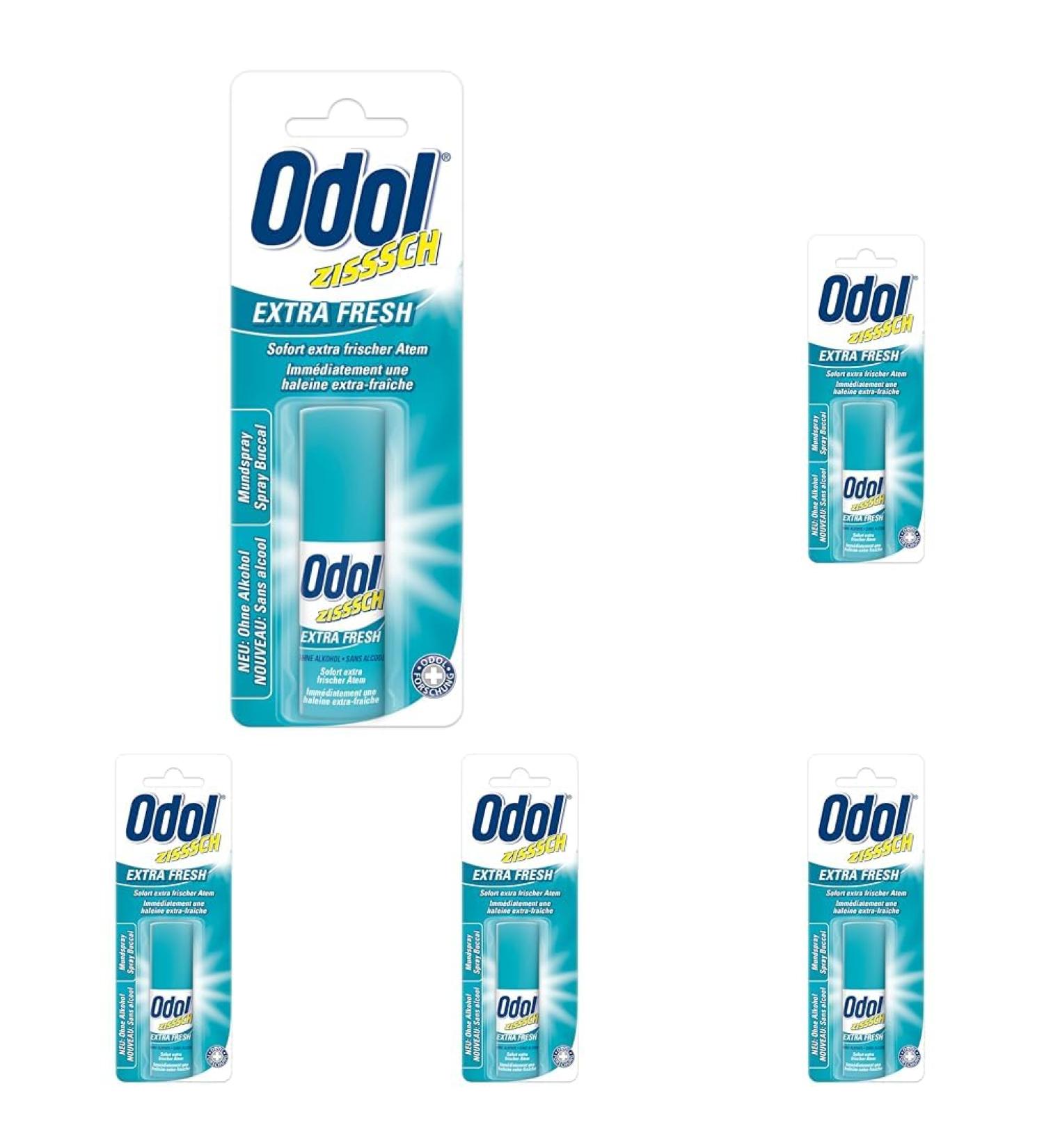 Odol Mouth Spray Extra Fresh 15ml - Instant Alcohol-Free Breath Freshener (Pack of 5) | International Shipping Available - Buy Online on GoSupps.com