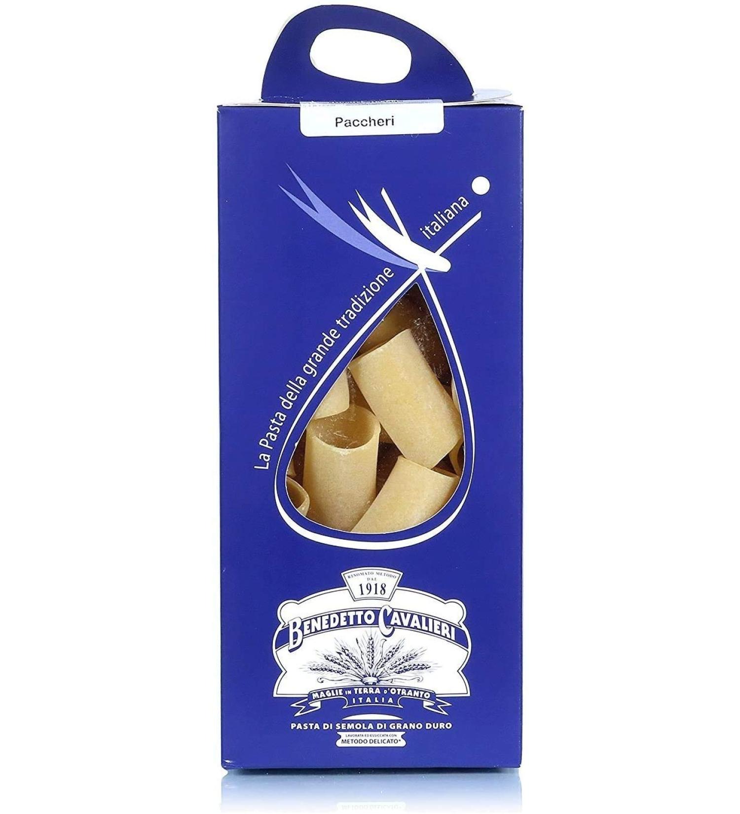 PASTA CAVALIERI X4 medium sugar paste PACCHERI DE SEMOLA DE DE GRANO DURE - ARTIGIANALE PRODUCT MADE IN SALENT (4 X 500 g)