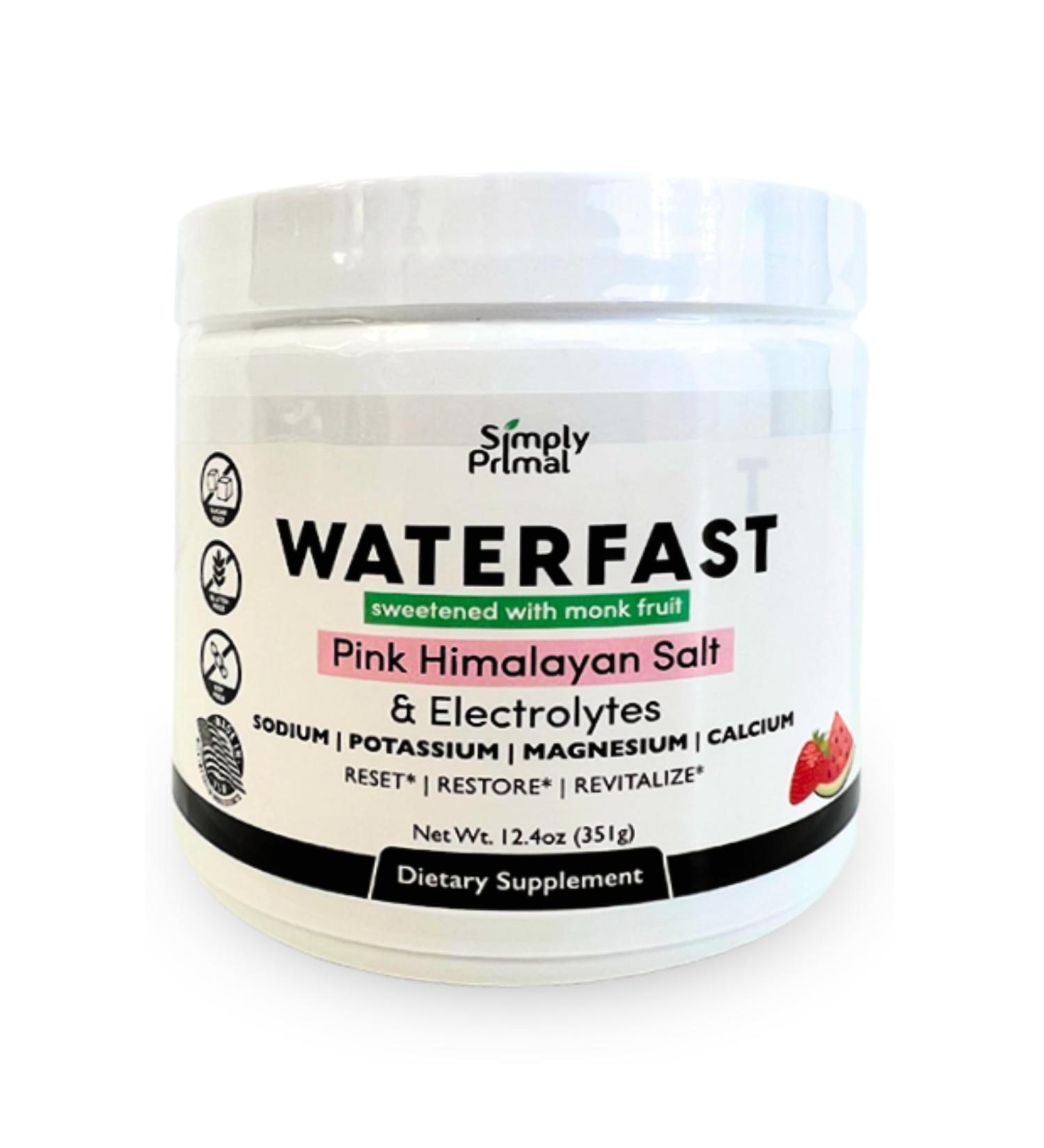 WATERFAST Monk Fruit Keto Electrolyte Powder - Strawberry Watermelon | Sugar Free Hydration & Fasting support with Pink Himalayan Salt Potassium Magnesium Calcium - International Shipping Available - Buy Online on GoSupps.com