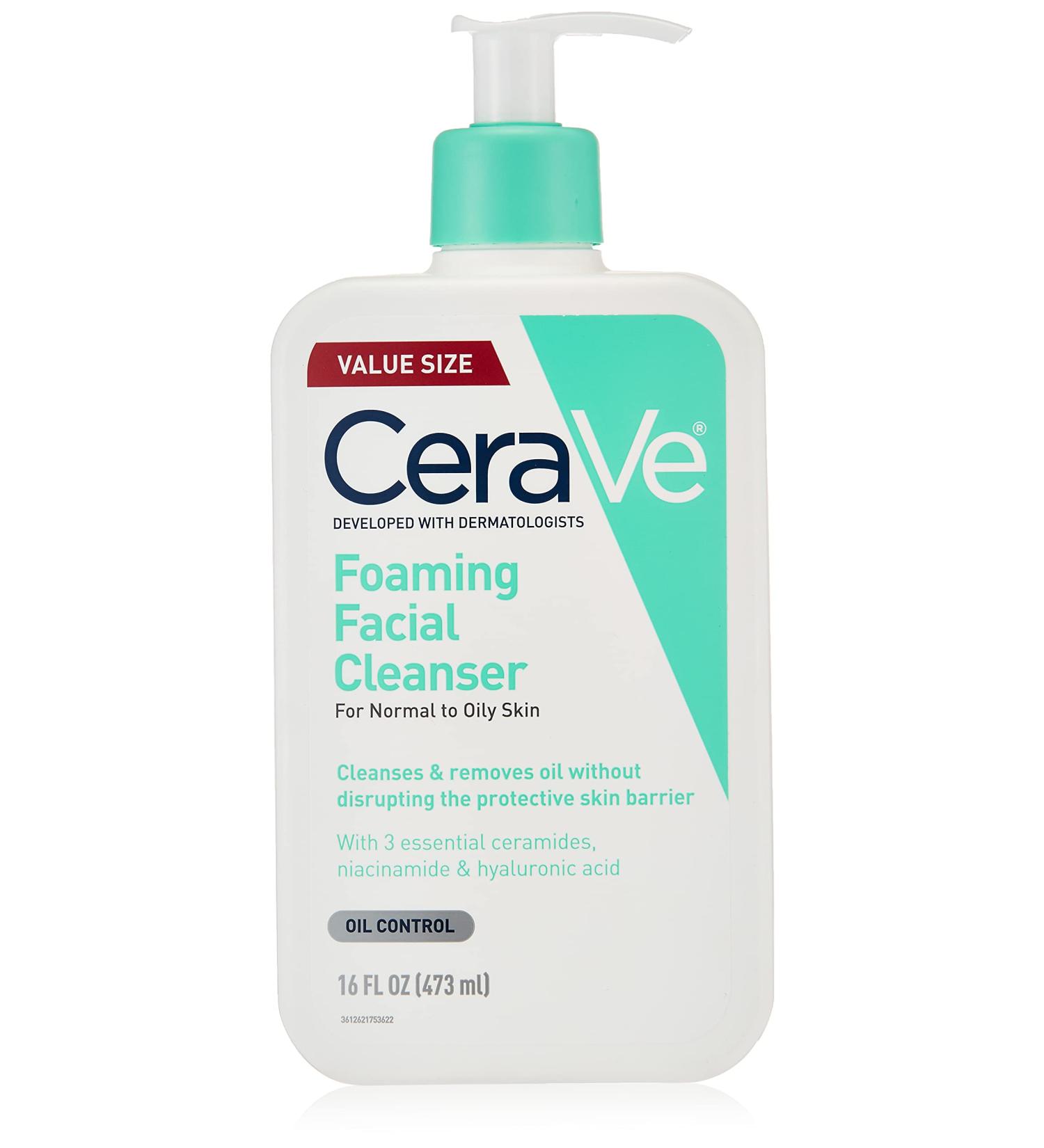 CeraVe Foaming Facial Cleanser - 16 fl oz for Normal to Oily Skin | Deep Clean & Hydrate - Buy Online on GoSupps.com