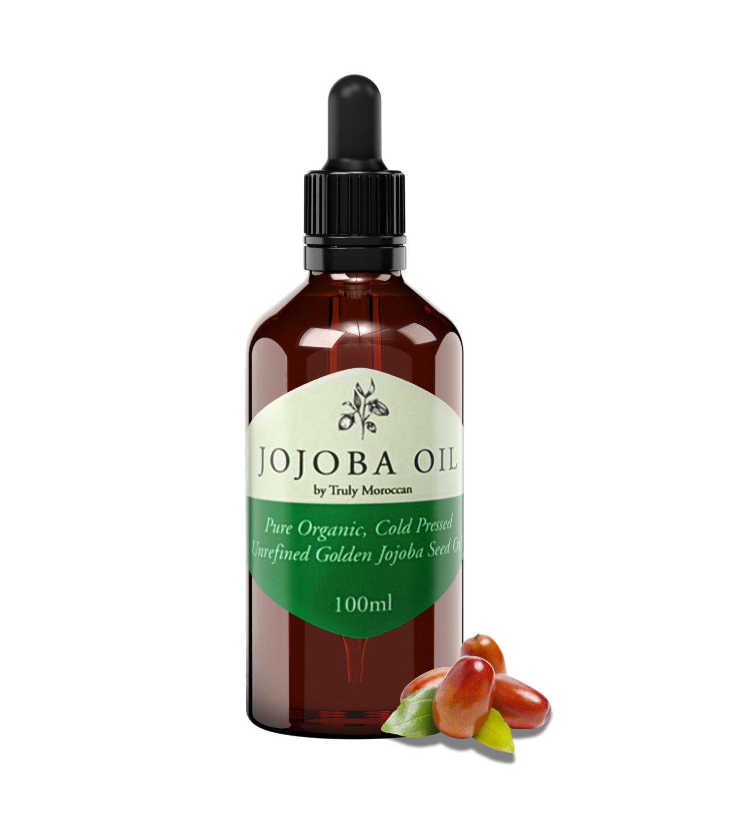 Jojoba Oil 100% Organic Pure Natural and Cold Pressed - 100 ml - Care for Hair Body Skin - Buy Online on GoSupps.com