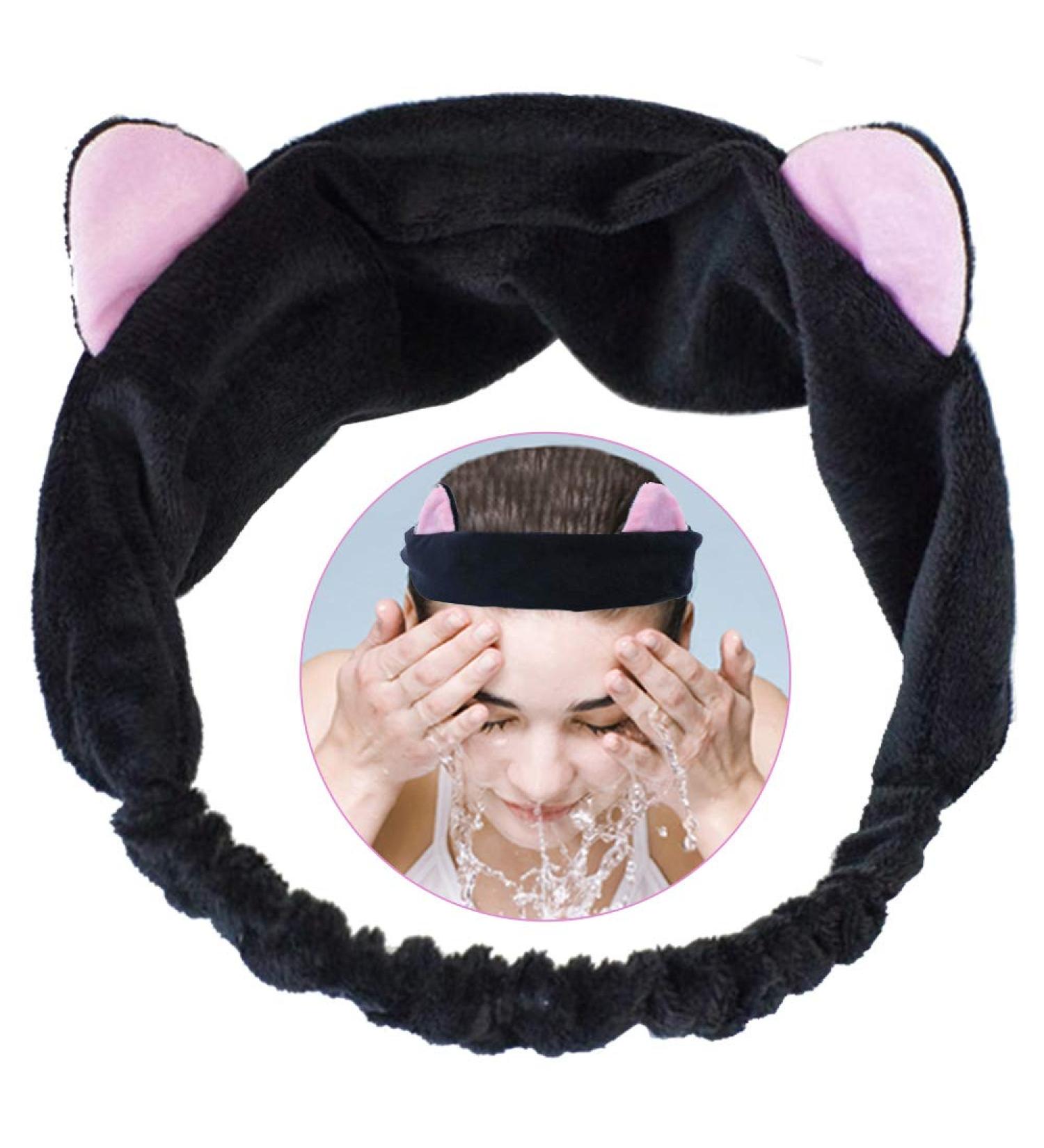 Buy Black Cat Ears Hair Band for Women | Elastic Comfortable Makeup Headband for Yoga & Beauty - Buy Online on GoSupps.com