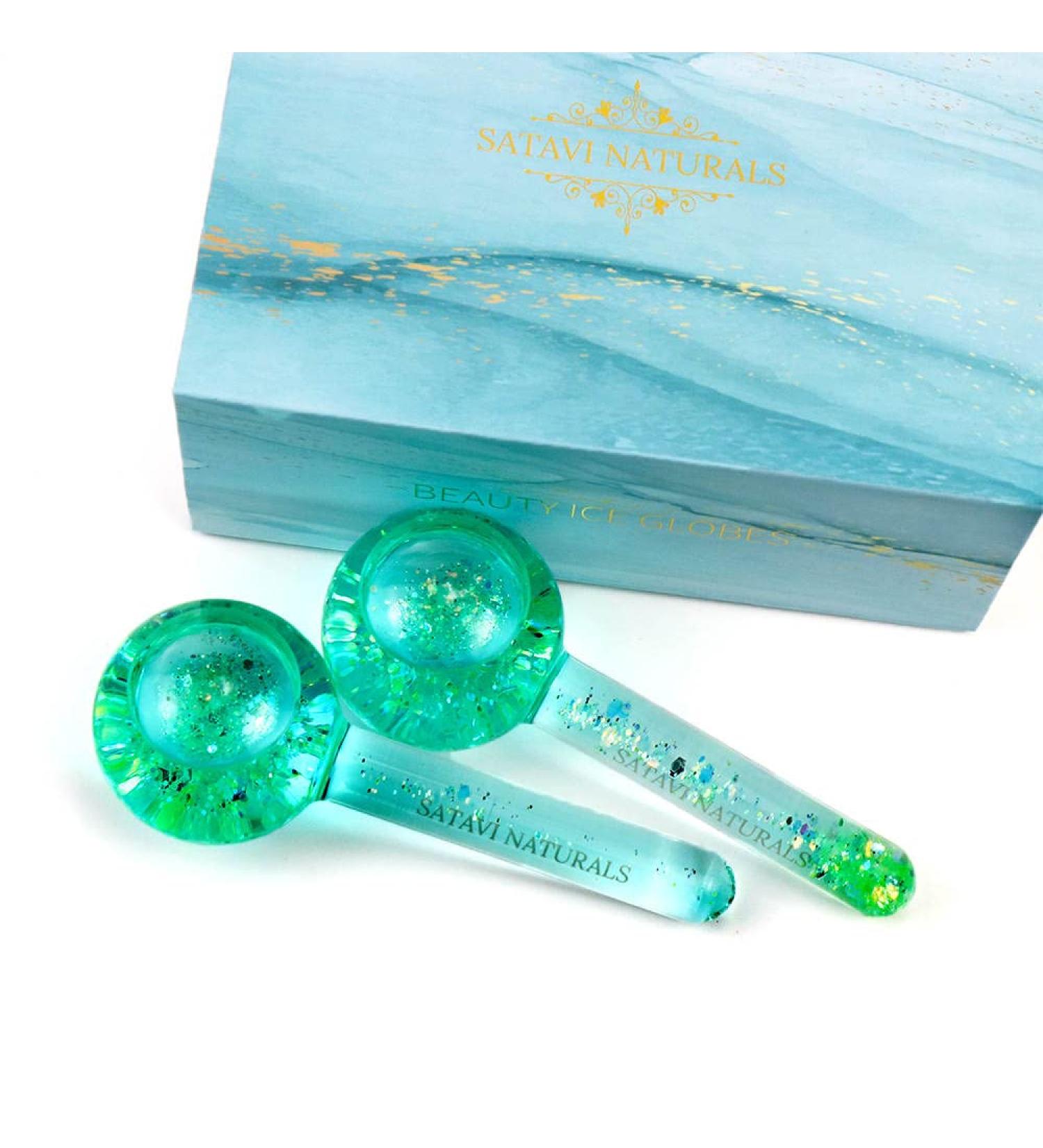 Beauty Ice Globes for Facials - 2 Cooling Ice Roller Balls for Skin Care - Tighten Skin, Reduce Puffiness & Headaches - Enhance Circulation - Buy Online on GoSupps.com