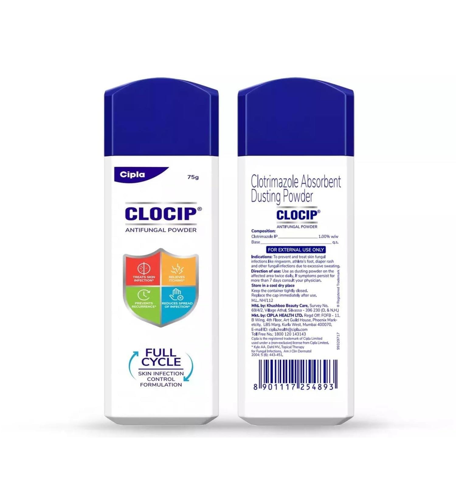 Clocip Dusting (Powder) (100gm) - by Exportmart White