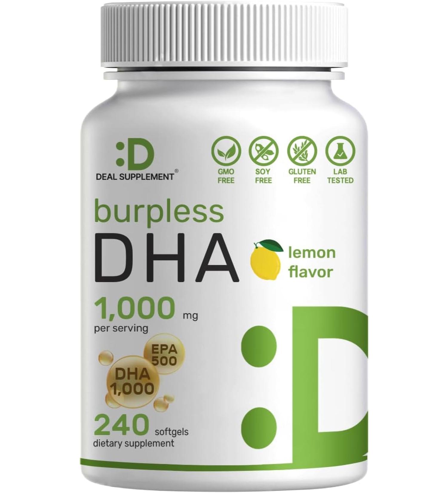 Eagleshine Lemon Flavored DHA & EPA Supplements | 200 Softgels | Omega-3 Rich | Non-GMO | Supports Brain, Heart, & Joint Health - Buy Online on GoSupps.com