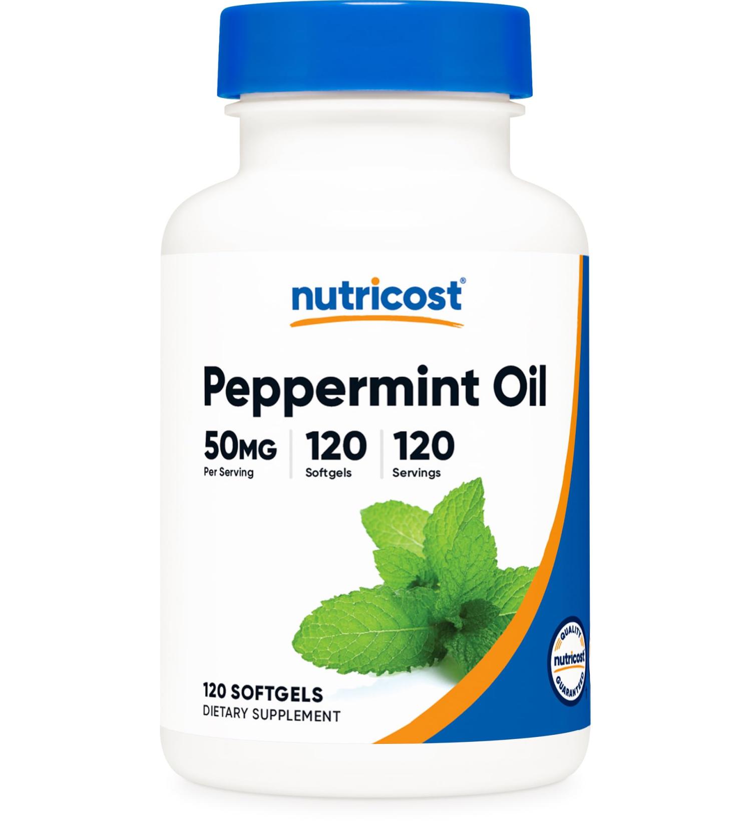 Nutricost Peppermint Oil Softgels (120 SFG) (50 MG) - Gluten Free Third Party Tested and GMO Free - Buy Online on GoSupps.com