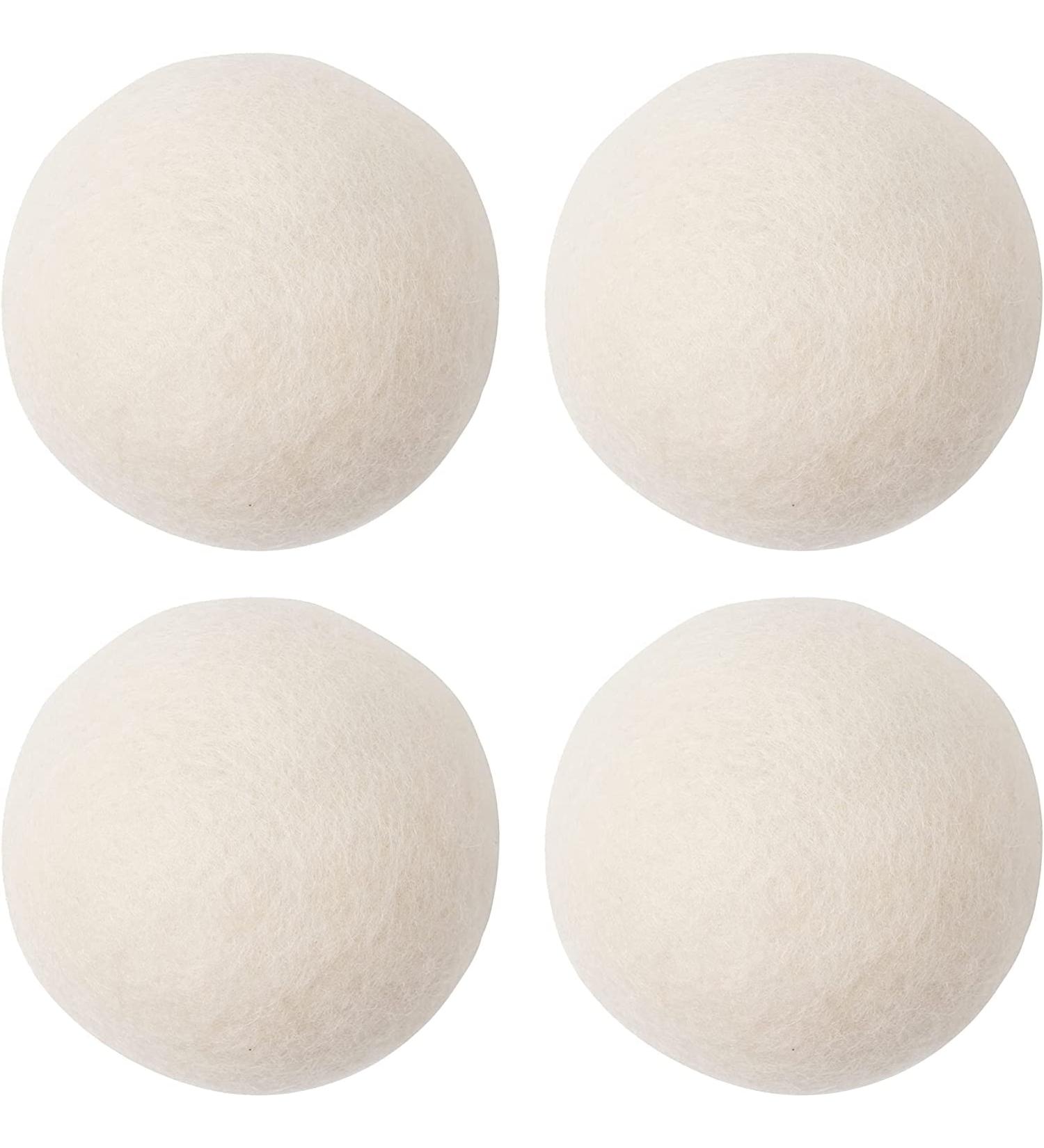 Wool Dryer Balls Tumble Dryer Balls Pack of 4 XL- Fabric Softening Handmade Reusable Organic Wool Laundry Balls Reduce Drying Time Noise Wrinkles Free with No Bad Odor White - Buy Online on GoSupps.com