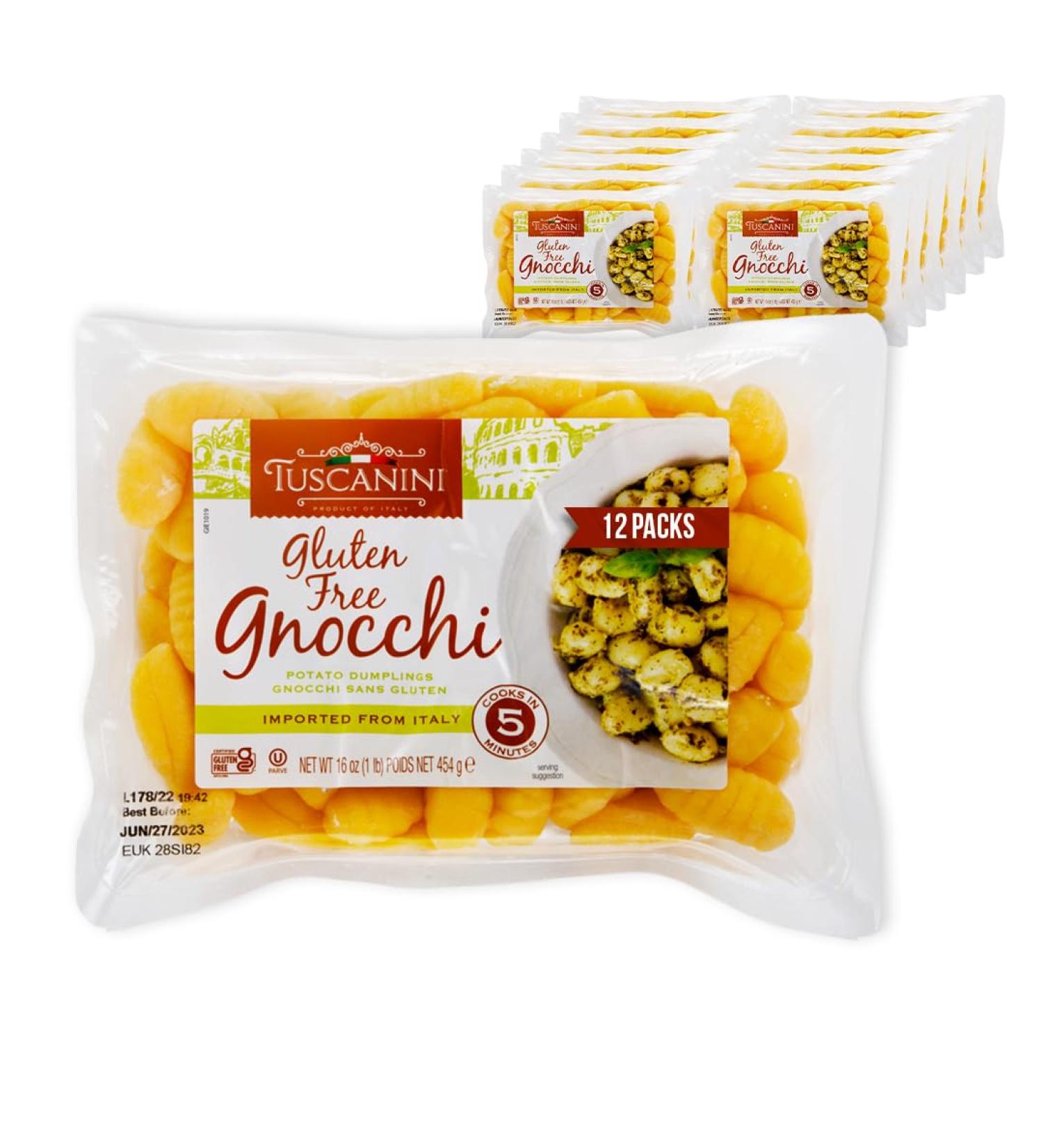 Tuscanini Gluten Free Potato Gnocchi 12 Packs x 454g (5.45 kg) - Imported from Italy Certified Kosher All-Natural Gluten-Free Italian Pasta