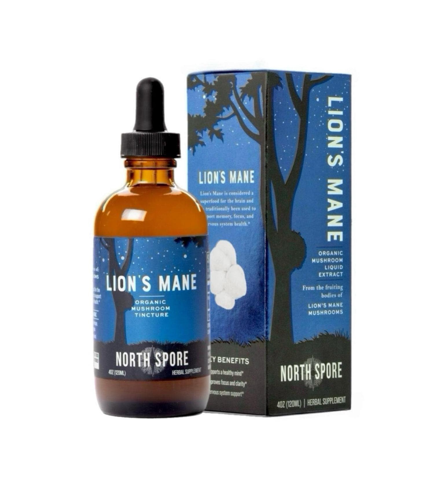 North Spore Organic Lion's Mane Mushroom Tincture (4 oz) | 100% Fruiting Body Extracts | for Focus, Memory, Brain Support | Certified Organic, Vegan, Non-GMO | Adaptogenic, Nootropic | Made in USA 4 Fl Oz (Pack of 1) - Buy Online on GoSupps.com