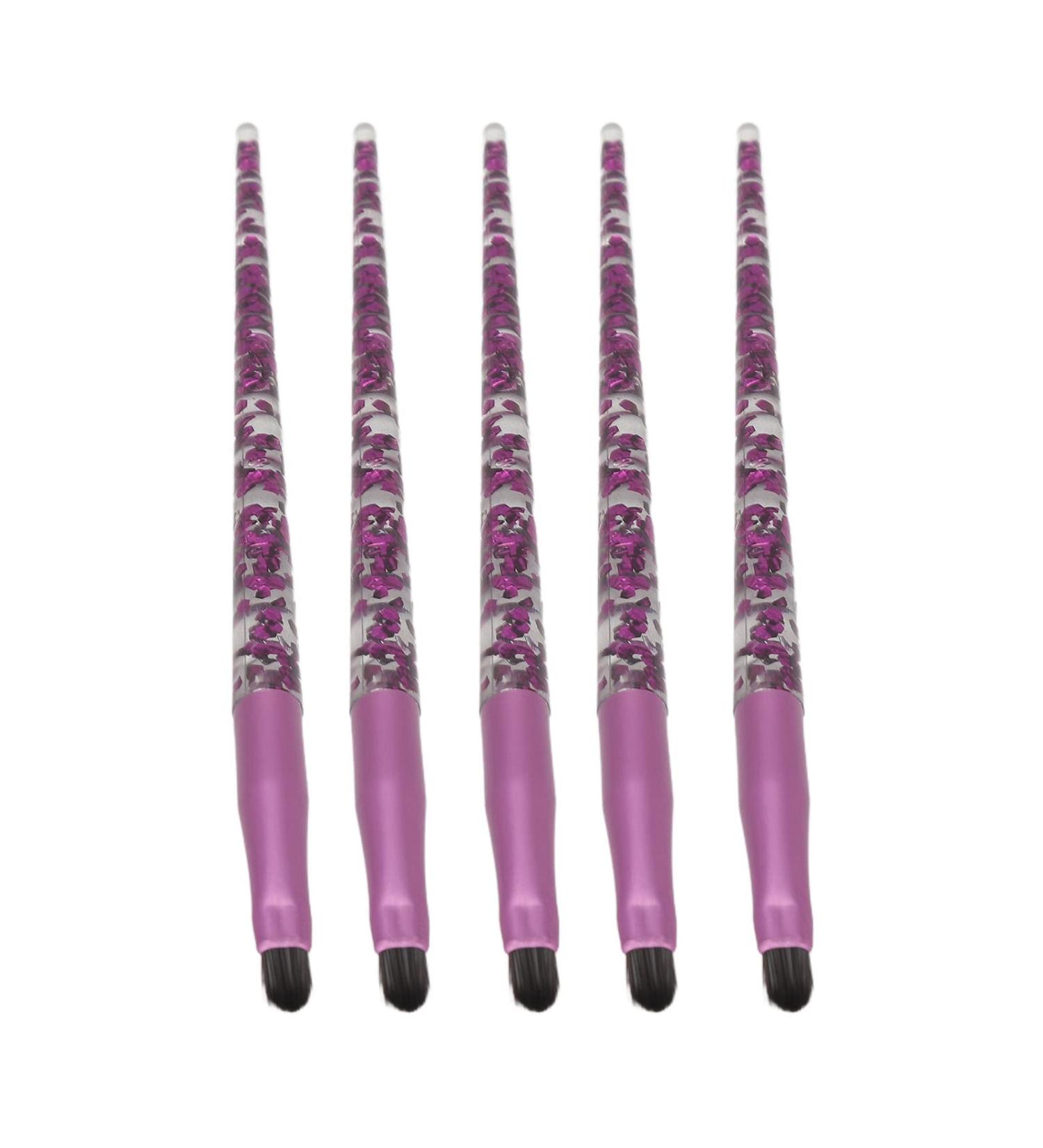 5pcs Lip & Eye Makeup Brush Set - Glitter Long Handle Professional Lip Brush Soft Hair Applicators for Lipstick & Eyeshadow - Buy Online on GoSupps.com