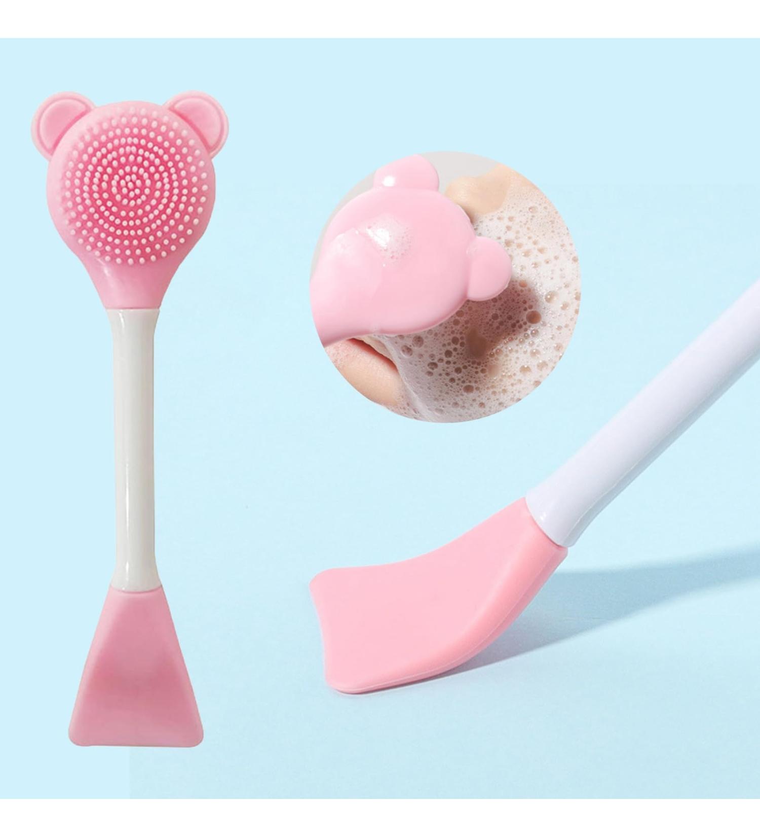 Pink Silicone Facial Cream Spatula & Double Head Mask Brush - Skincare Applicator Tool for Creams & Masks - Buy Online on GoSupps.com