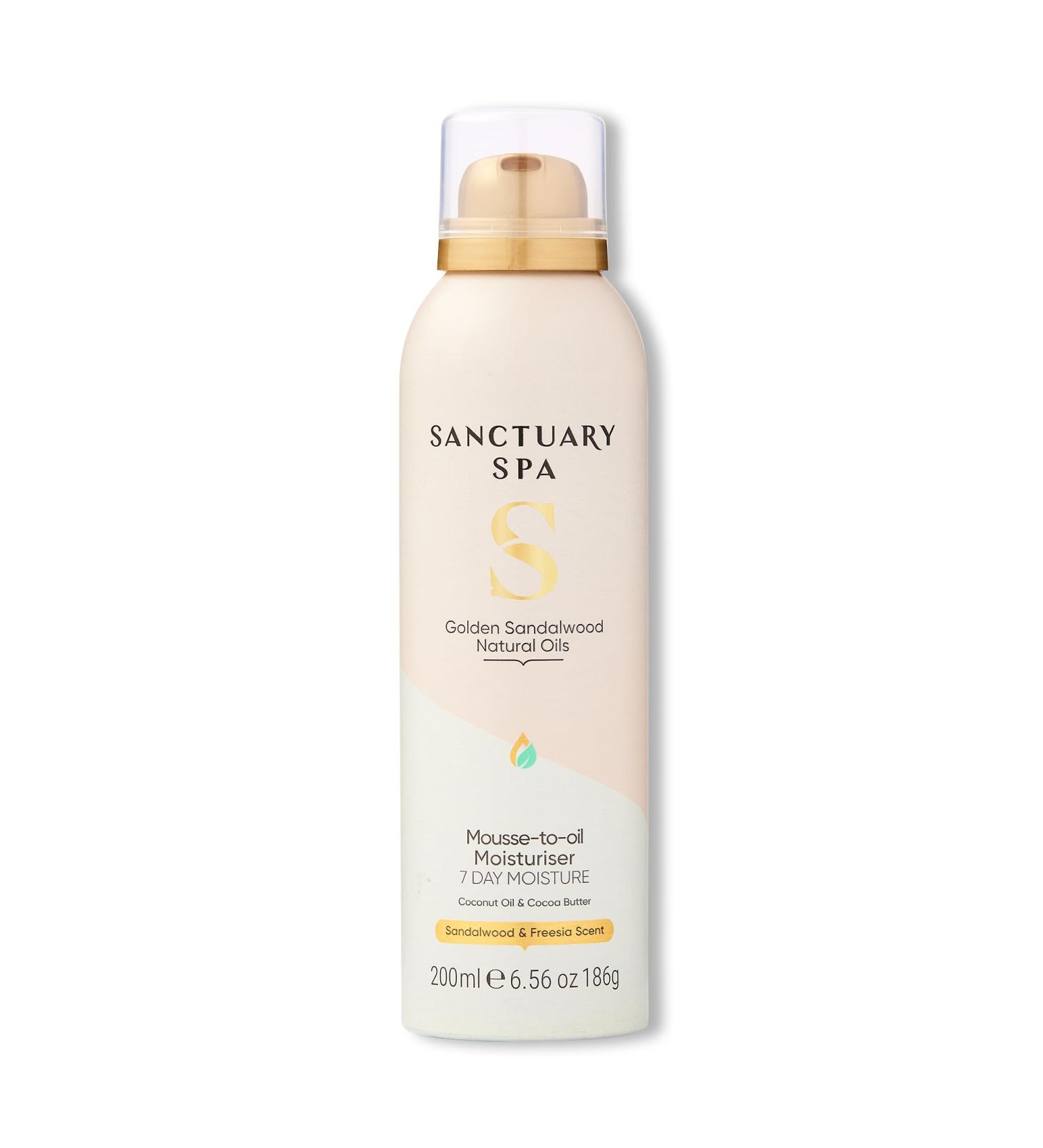 Sanctuary Spa Golden Sandalwood Mousse to Oil Moisturiser 7 Day Moisture With Coconut Oil & Shea Butter Mineral Oil Free Cruelty Free & Vegan 200ml - Buy Online on GoSupps.com