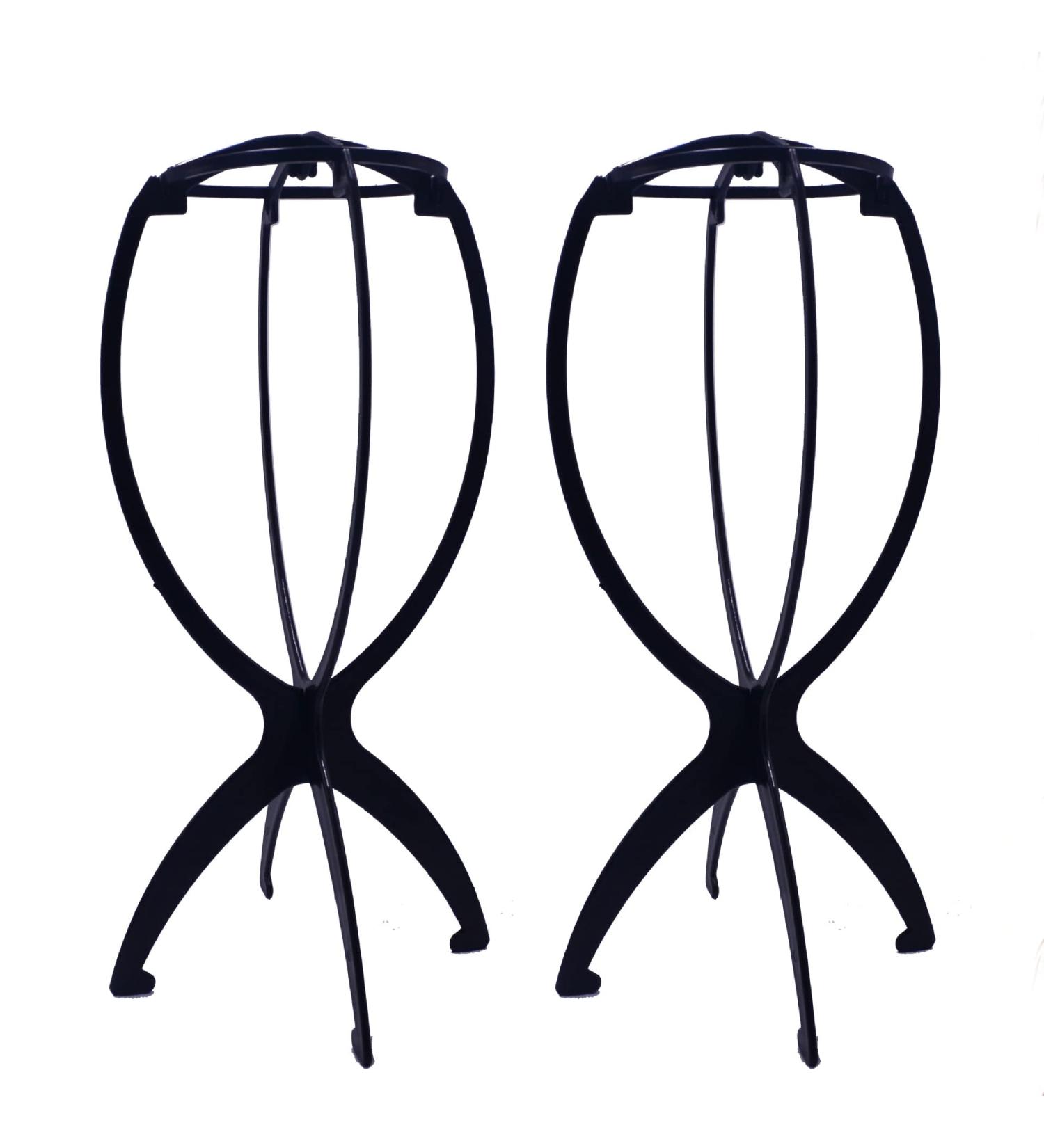 Suttie 2PCS Portable Collapsible Wig Stand - Durable Travel Wig Holder for All Wigs (Black) - Buy Online on GoSupps.com