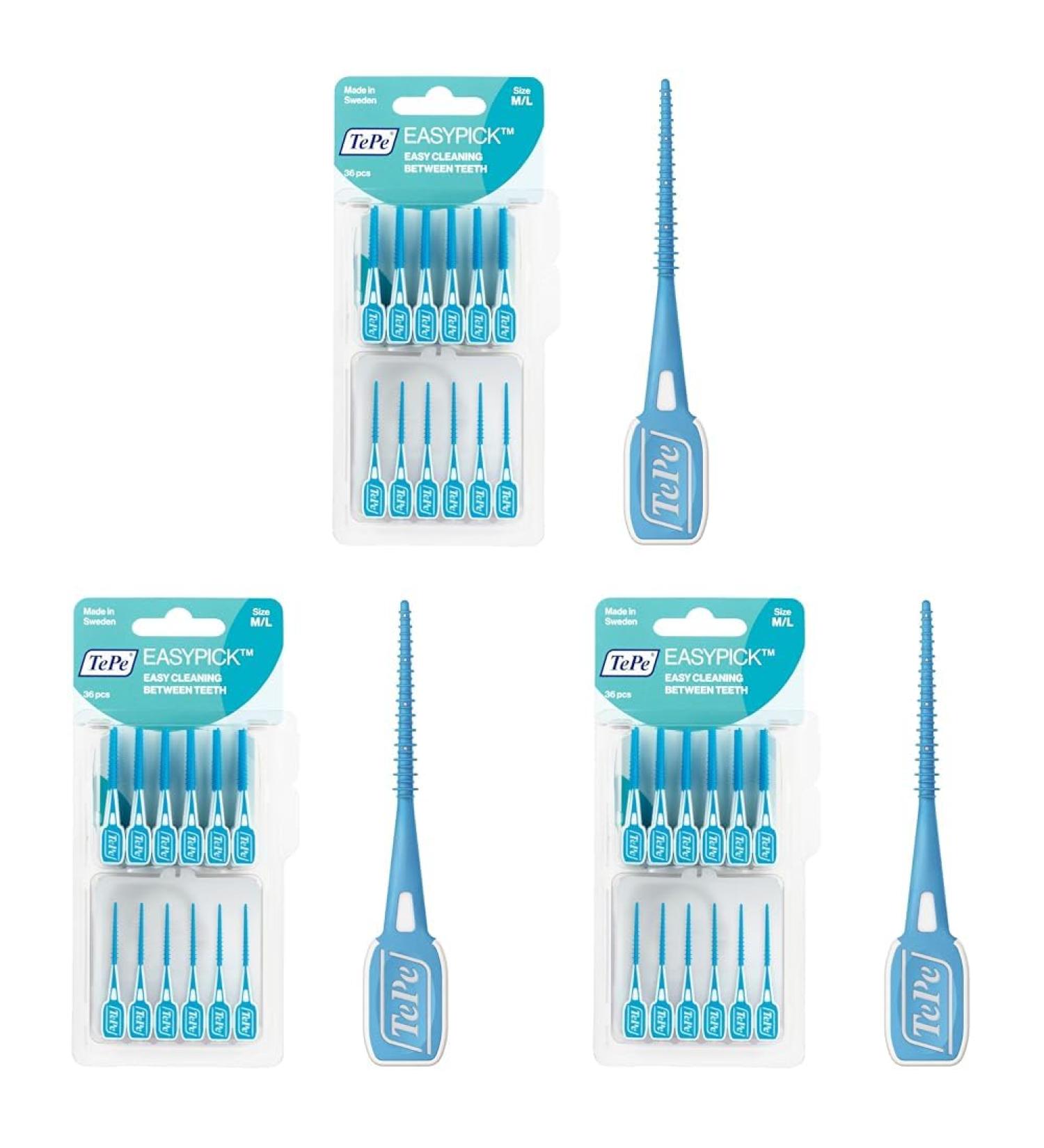 Tepe Easypick Dental Sticks M/L Pack of 36 with Pocket Case | Convenient Daily Oral Care On-the-Go - Buy Online on GoSupps.com