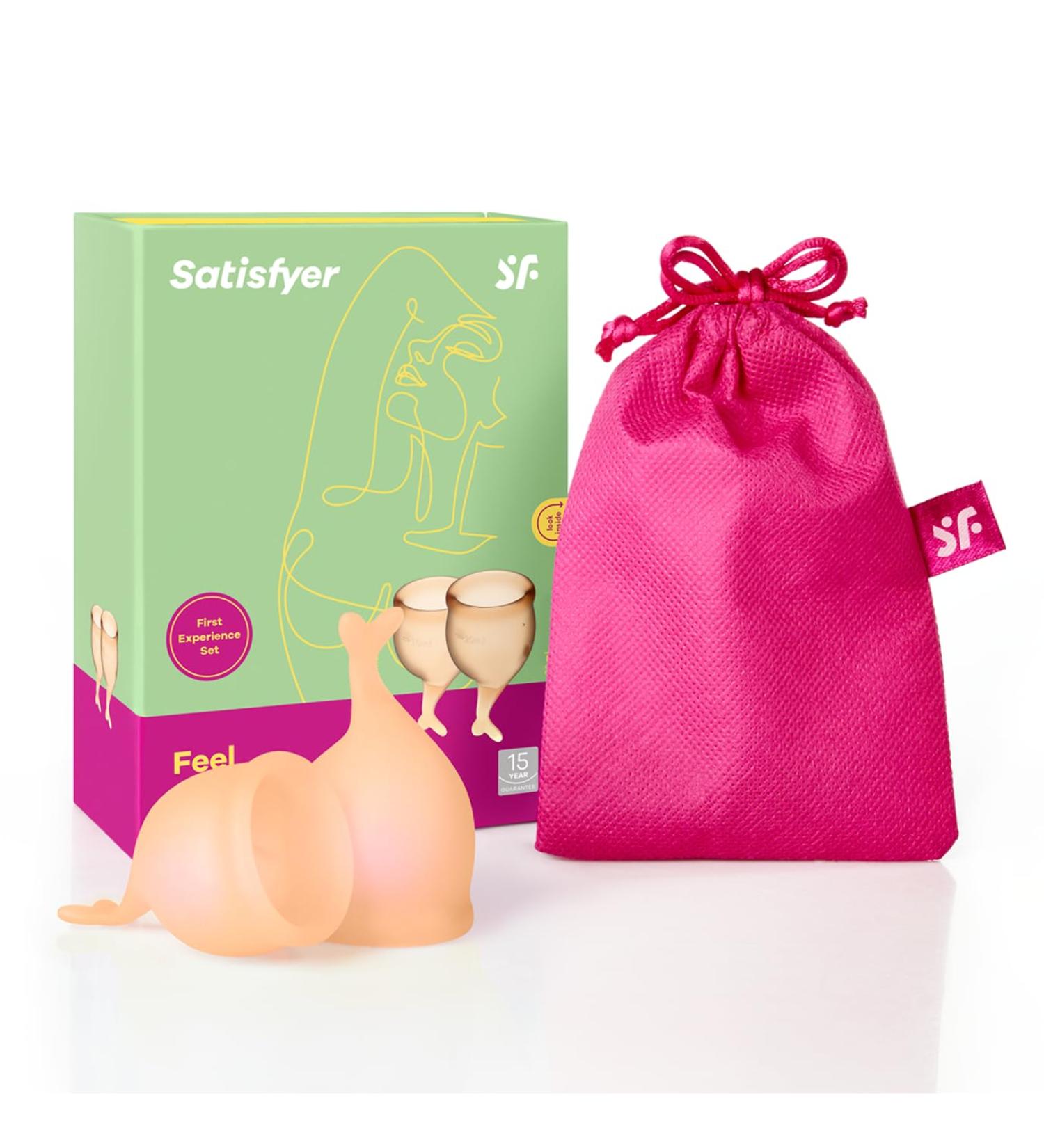 Satisfyer Menstrual Cup Set - Reusable & Sustainable 15ml & 20ml | Easy Cleaning | 2 Pieces Orange - Buy Online on GoSupps.com
