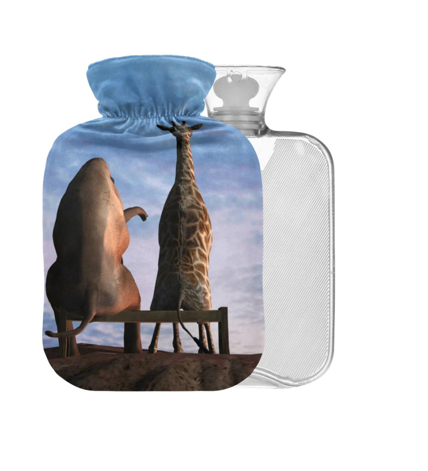 Hot Water Bottle with Giraffe Cover - 2L Pain Relief Solution | Ships Internationally - Buy Online on GoSupps.com