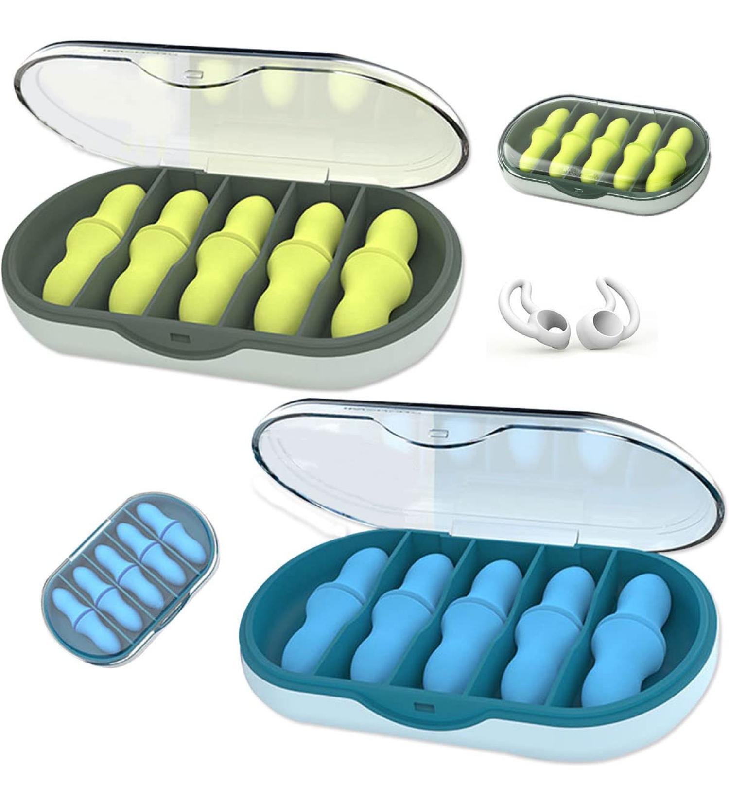 10 Pairs of Reusable Earplugs for Sleeping & Noise Protection | Blue & Green Ear Protection for Work Swimming Snoring & Travel - Buy Online on GoSupps.com