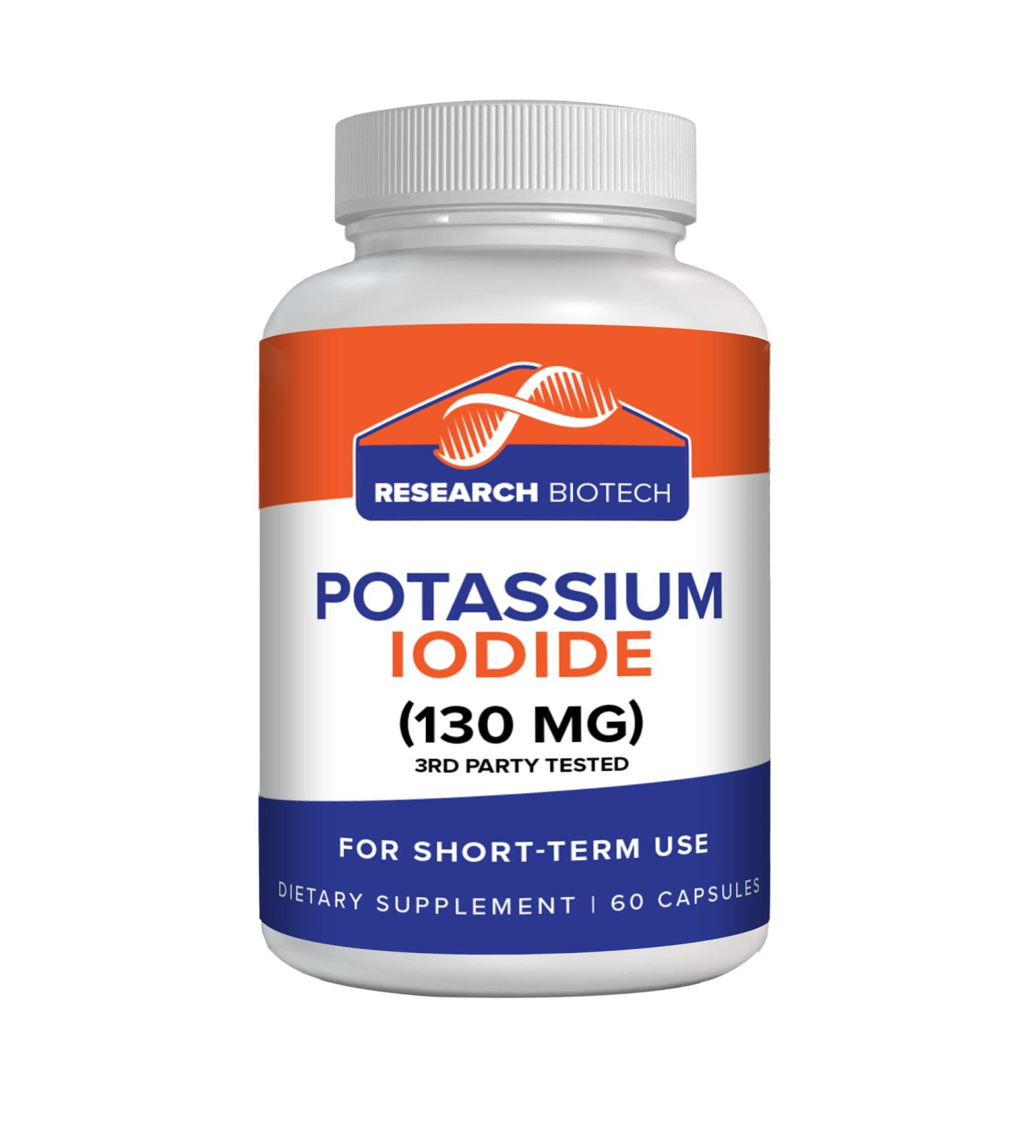Potassium Iodide 130mg - 60 Capsules for Thyroid Support | Dietary Supplement with KI Potassium Iodine | Best Potassium Iodide Tablets for Thyroid Health - Buy Online on GoSupps.com