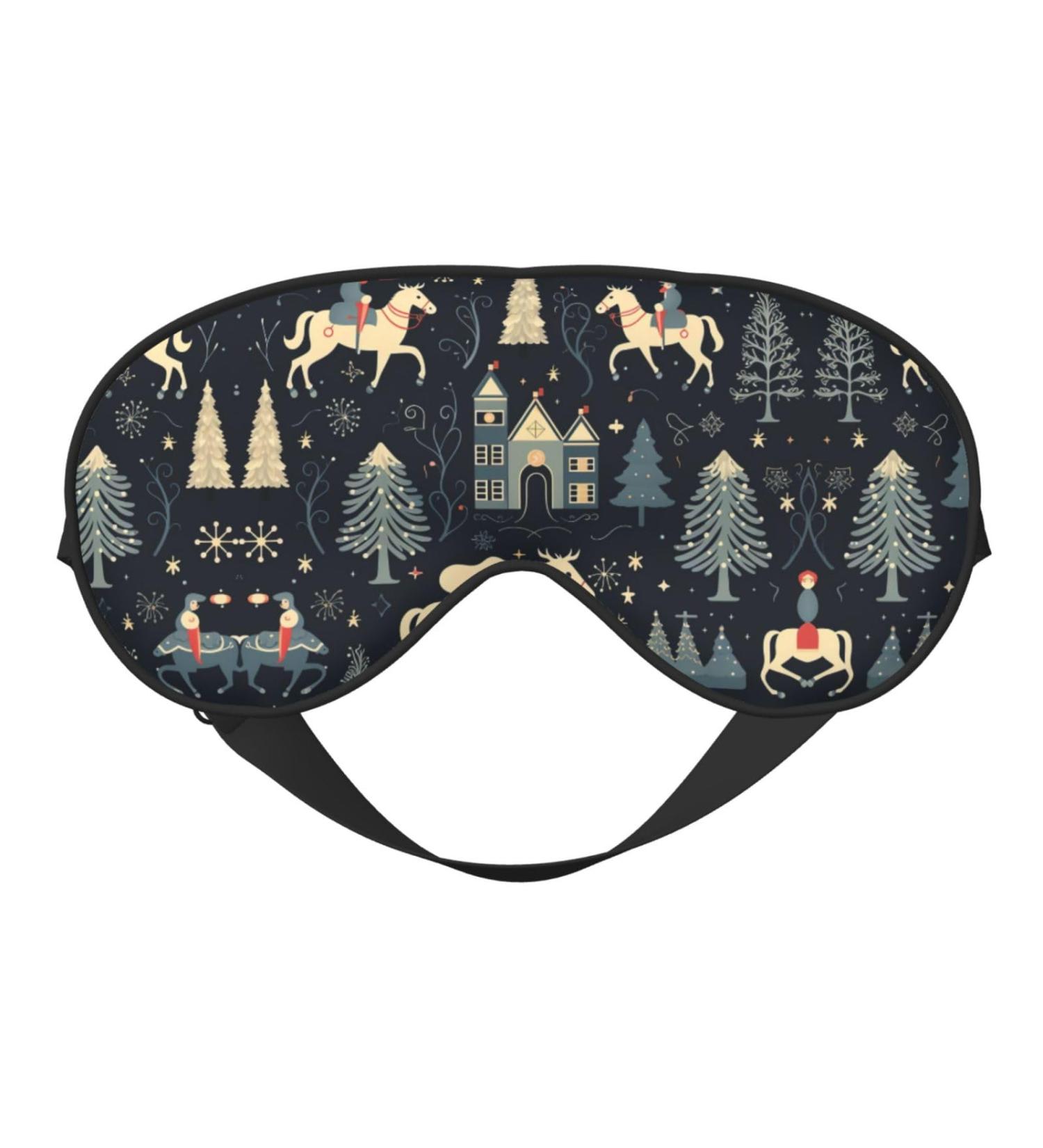House Deer Tree Christmas Print Unisex Sleep Eye Mask - Soft Comfort Eye Shade for Travel Yoga & Shift Work - Buy Online on GoSupps.com