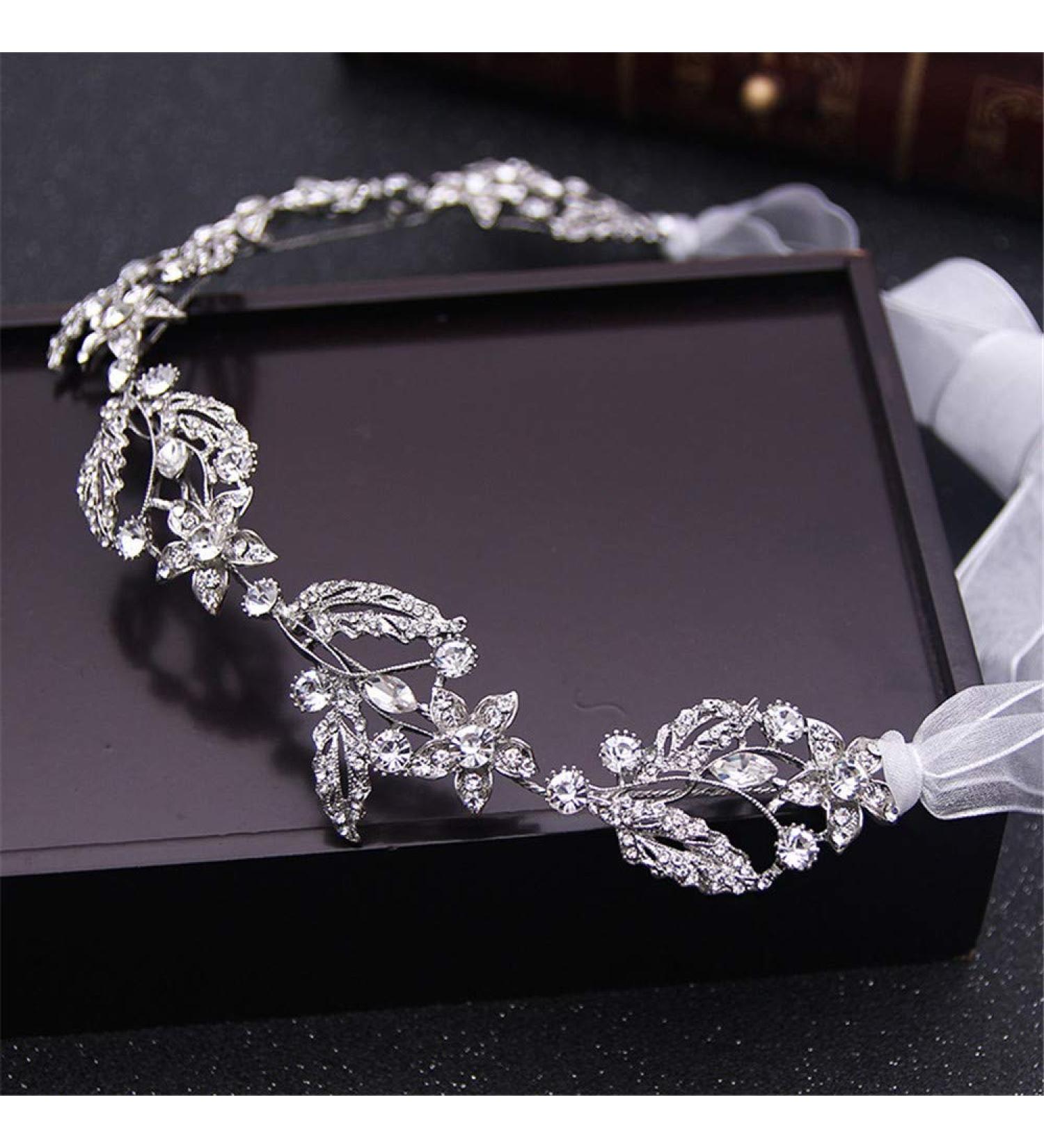 Silver Bridal Headband Rhinestone Headpiece Diamante Headdress Hair Vine for Brides Bridesmaid Bridal Hair Wedding Accessories - Buy Online on GoSupps.com