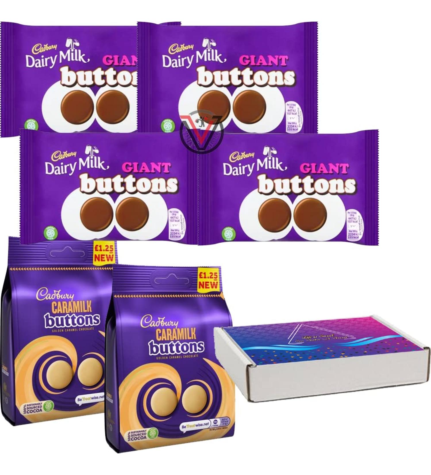 02 x Caramilk Golden Caramel Buttons Bag 90g & 04 x Dairy Milk Giant Buttons Bag 40g - 06 Mixed Bags - Buy Online on GoSupps.com