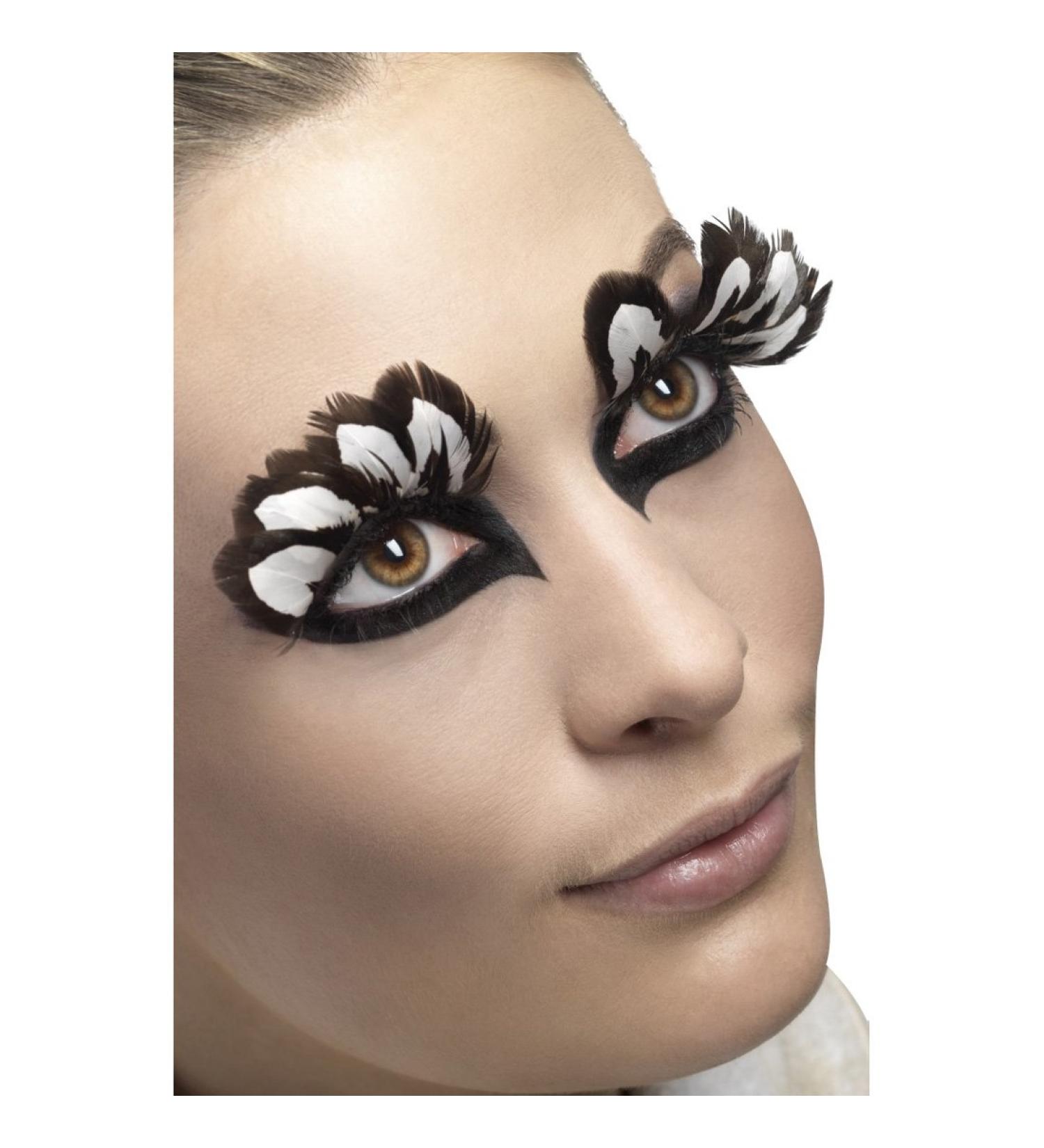 Amakando feather eyelashes artificial eyelashes black and white feather eyelashes false eyelashes single eyelashes carnival make-up