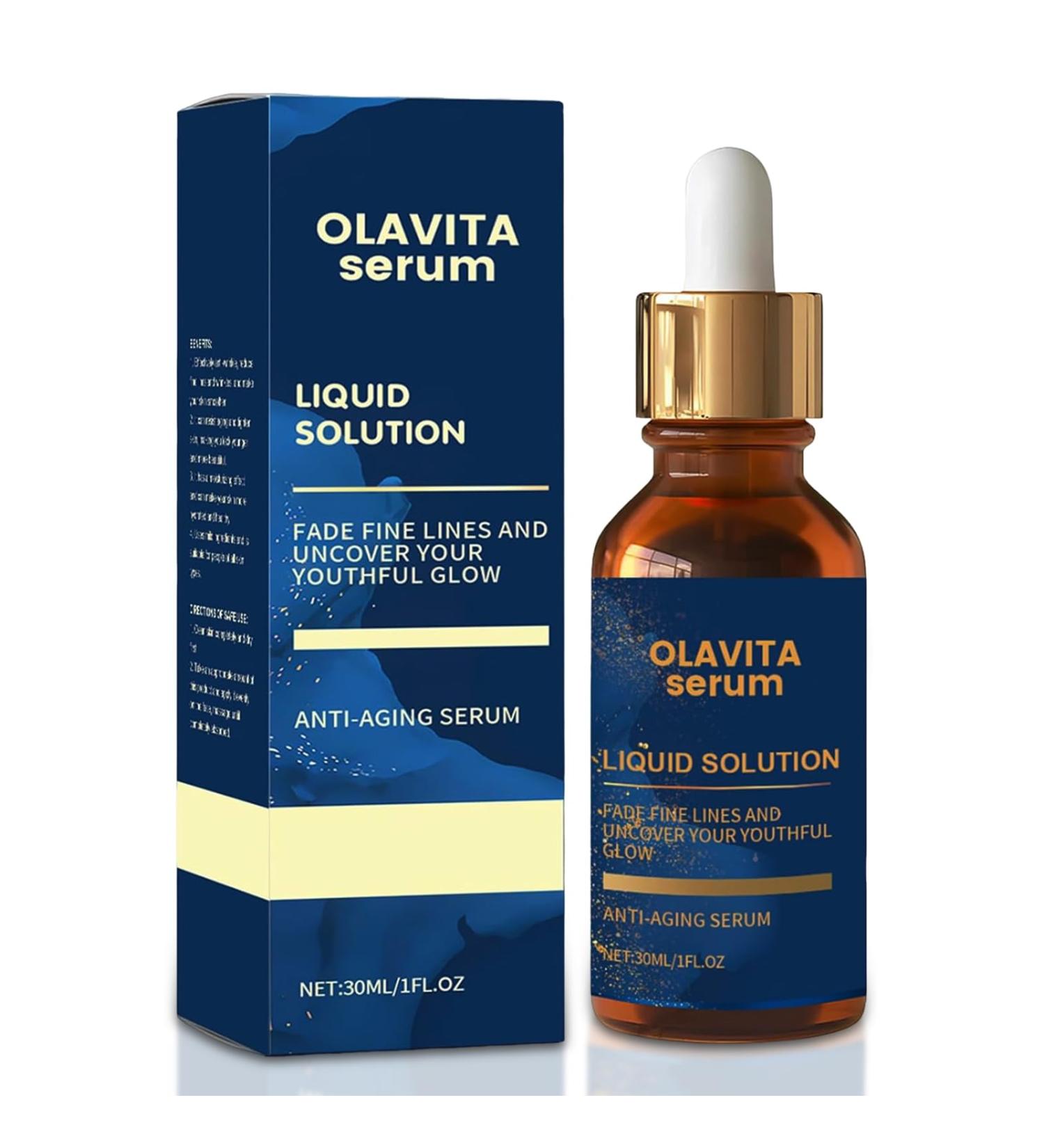 Olavita Serum Facial Serum Liquid Solution Anti Aging Serum Vitamin C & E Serum Boosts Skin Collagen Production Diminishes Fine Lines & Wrinkles for a Youthful Glow - Buy Online on GoSupps.com