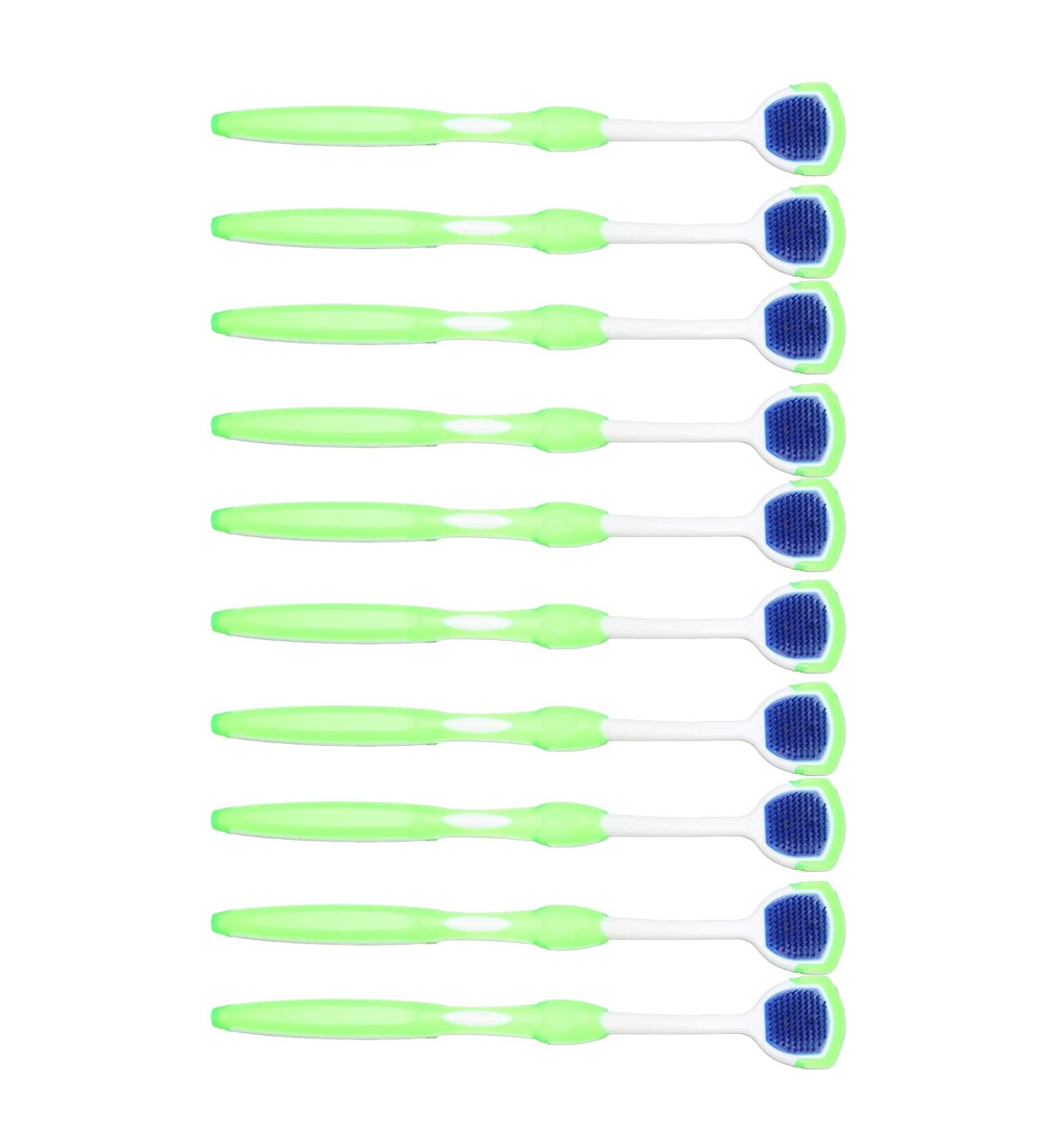 10 Pack Tongue Scrapers - Ergonomic Silicone Tongue Cleaners for Fresh Breath | Green - Buy Online on GoSupps.com