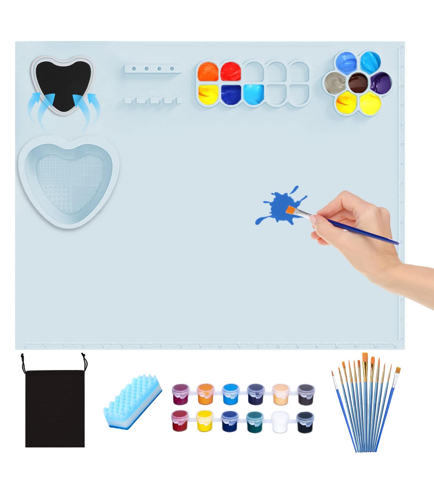 PJOETYONE 17PCS Silicone Craft Mat Set for Resin Casting and DIY Creations | Heat Resistant Blue Silicone Painting Mat for Art Clay - Buy Online on GoSupps.com