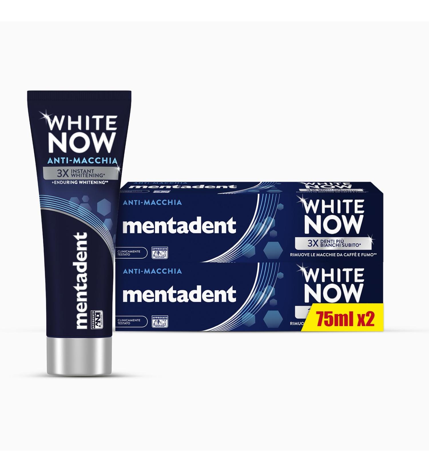 Mentadent Mentadent White Now Anti-Stain Toothpaste Whitening Toothpaste with White-Correct and White-Infinity Technology 2 x 75 ml