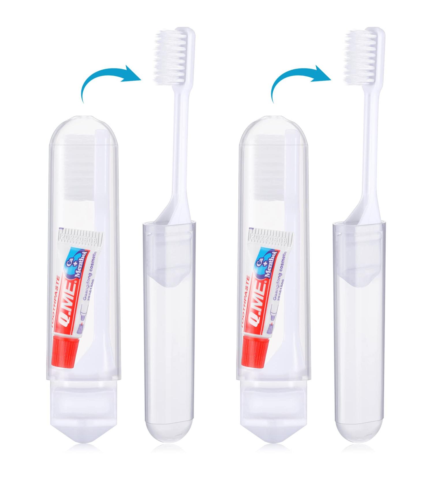 Buy Nuen 2-Piece Portable Soft Toothbrush Set - Travel & Camping Foldable Toothbrushes for Kids & Adults with Toothpaste - White Case - Buy Online on GoSupps.com