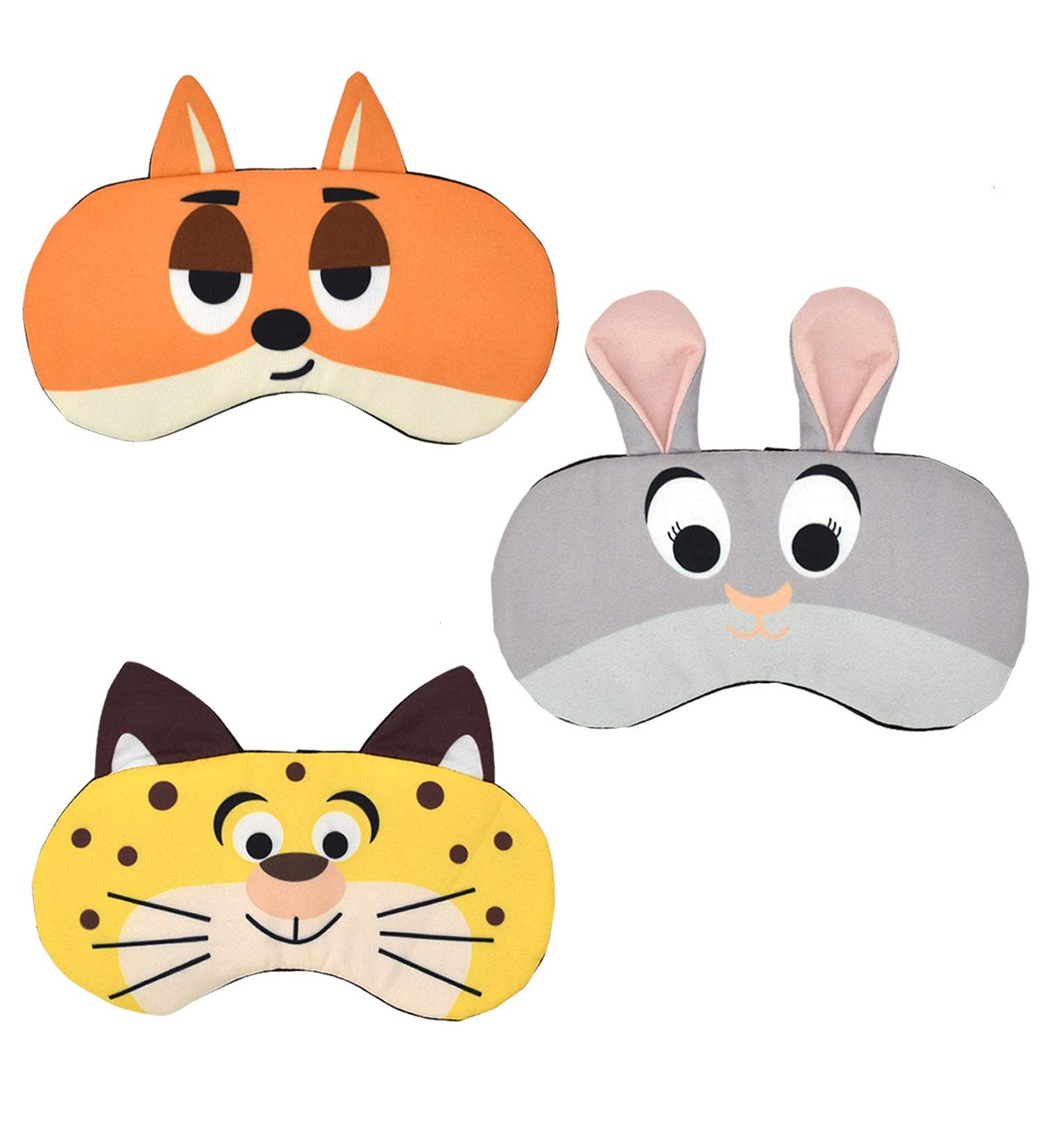 Kids Cute Sleep Eye Mask 3 Pack for Boys/Girls - Cartoon Animal Blindfold Set for Men Women - Perfect for Travel, Game Nap, Night Sleeping - Buy Online on GoSupps.com
