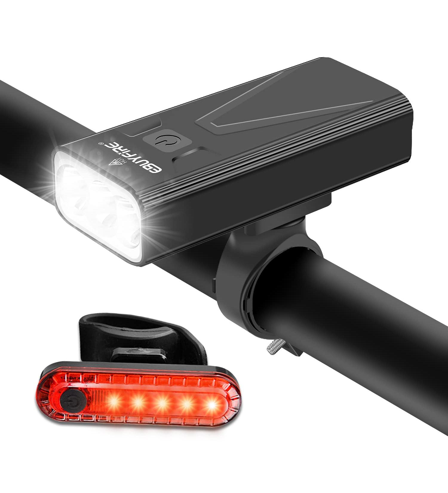 USB Rechargeable Bike Lights Set - 3000LM Super Bright Headlight Front & Rear LED - 3+5 Light Mode - Fits All Bicycles - Buy Online on GoSupps.com