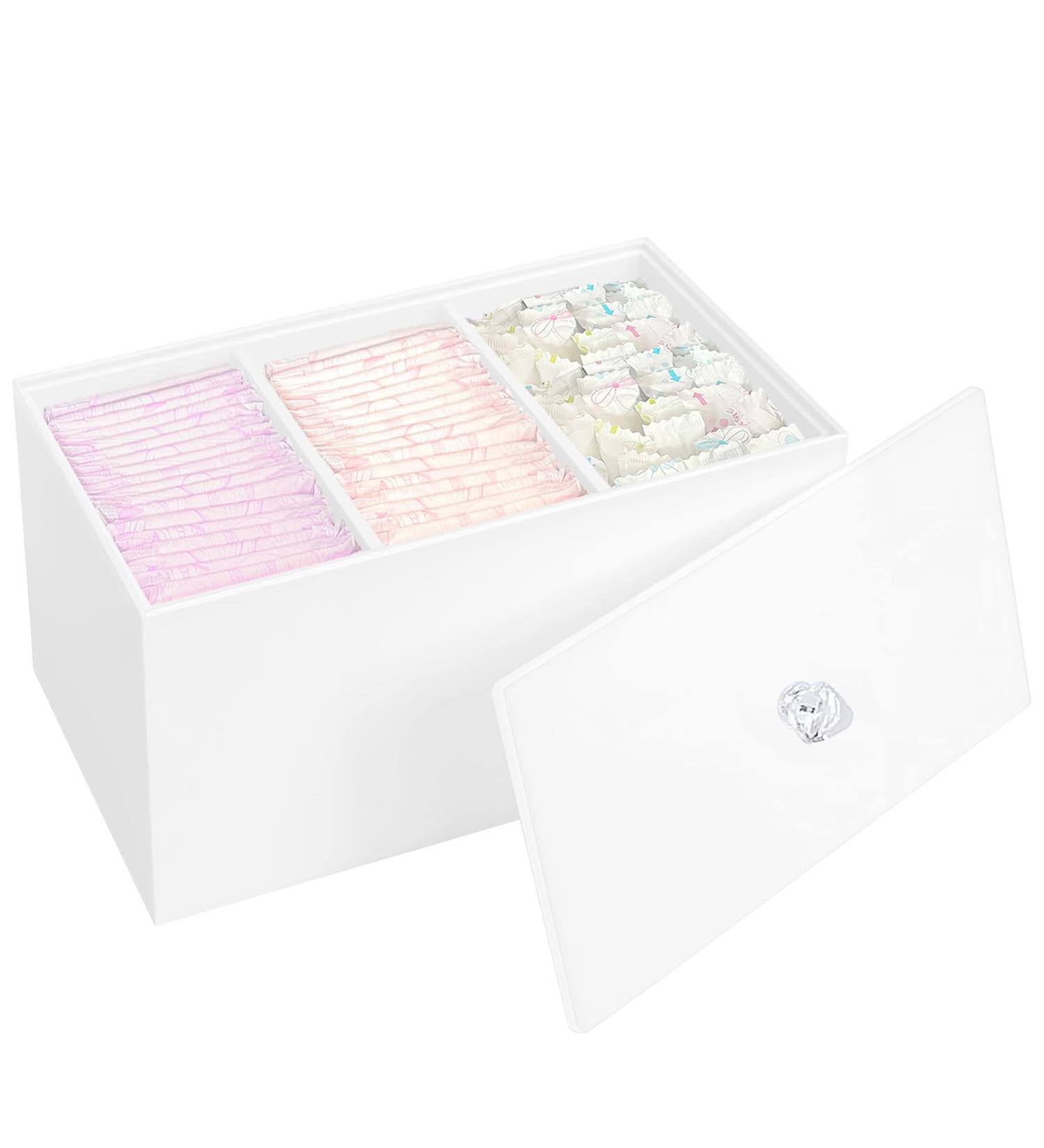 Delipply Tampon Box for Bathrooms - Stylish Storage Containers for Tampons & Pads - Women's Period Organizer (White/Opulent Garden 7.87x5.0x5.12 inches) - Buy Online on GoSupps.com