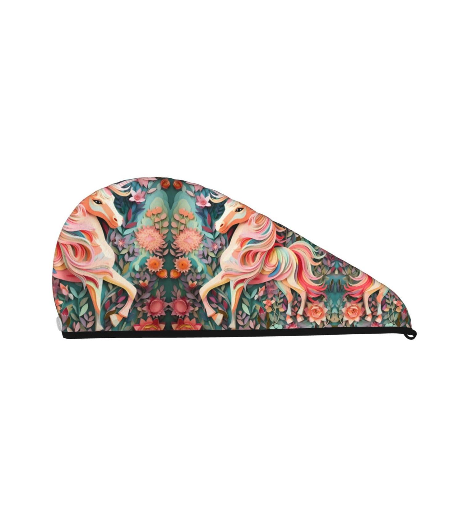 Pink Unicorn Dry Hair Cap for Girls - Super Absorbent Elastic Wrap for Quick Drying Long Thick Hair - Buy Online on GoSupps.com