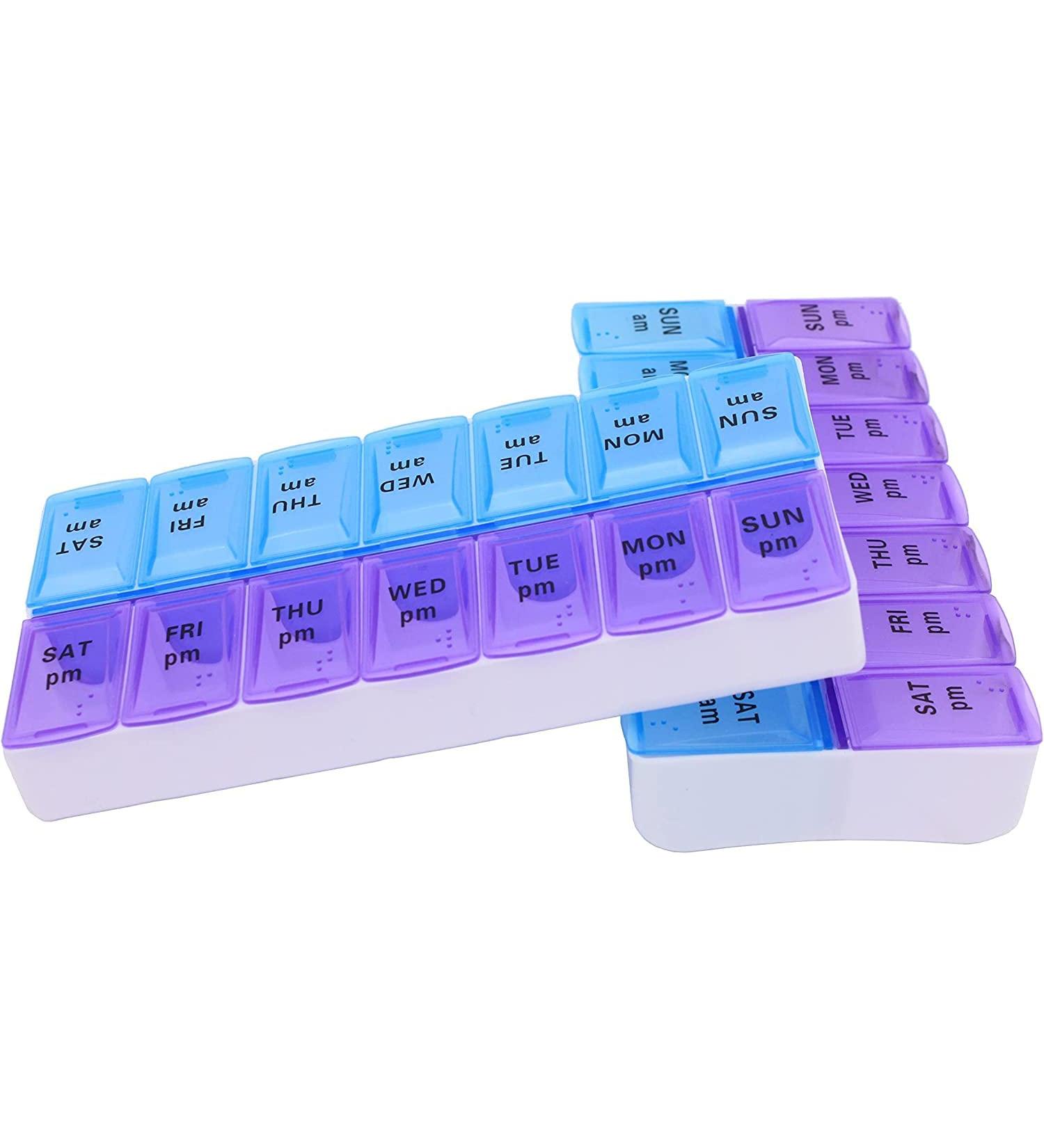 7 Day Pill Organizer AM PM - Twice a Day Medicine & Vitamin Case (Pack of 2) - International Shipping Available - Buy Online on GoSupps.com