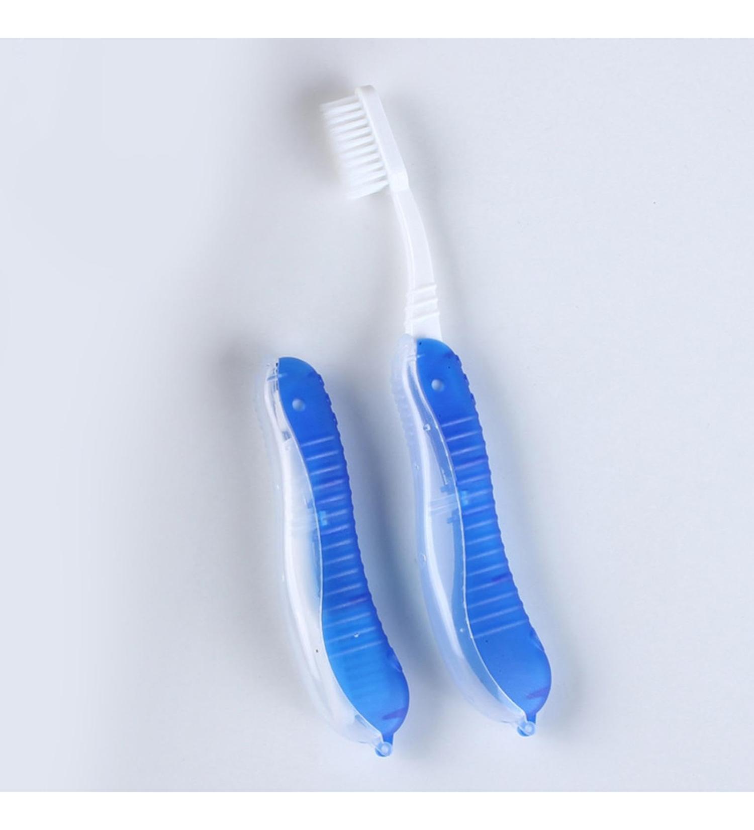 Foldable Toothbrush for Travel | Manual/Folding Toothbrush with Lid | Effective Clean for Camping Business Trips & Hospital Stays - Buy Online on GoSupps.com