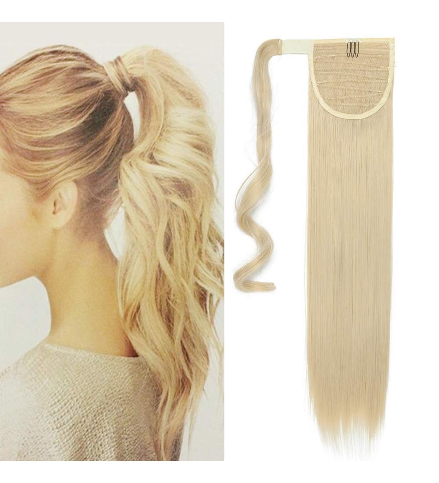 Silk-co 26 Wrap Around Ponytail Hair Extension Clip in Pony Tail - Bleach Blond 26 Inch - Buy Online on GoSupps.com