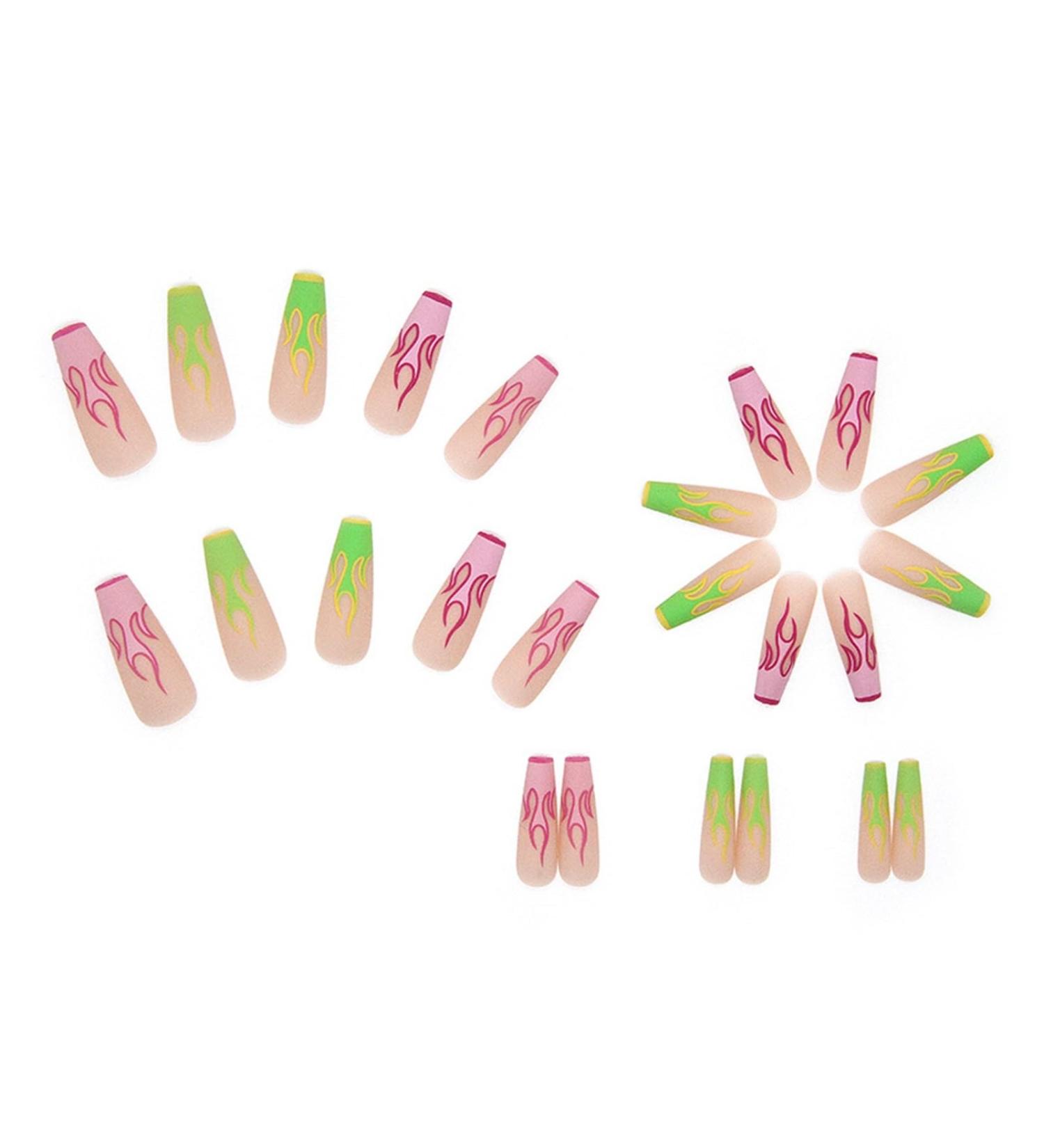 Nail Art Patches Beautiful and Fashionable Nails Finger Decorations Beauty and Decorative Supplies Long Ballet Nails Matching Summer Finished Flame Fake Nails W112 Summer Flame - Buy Online on GoSupps.com