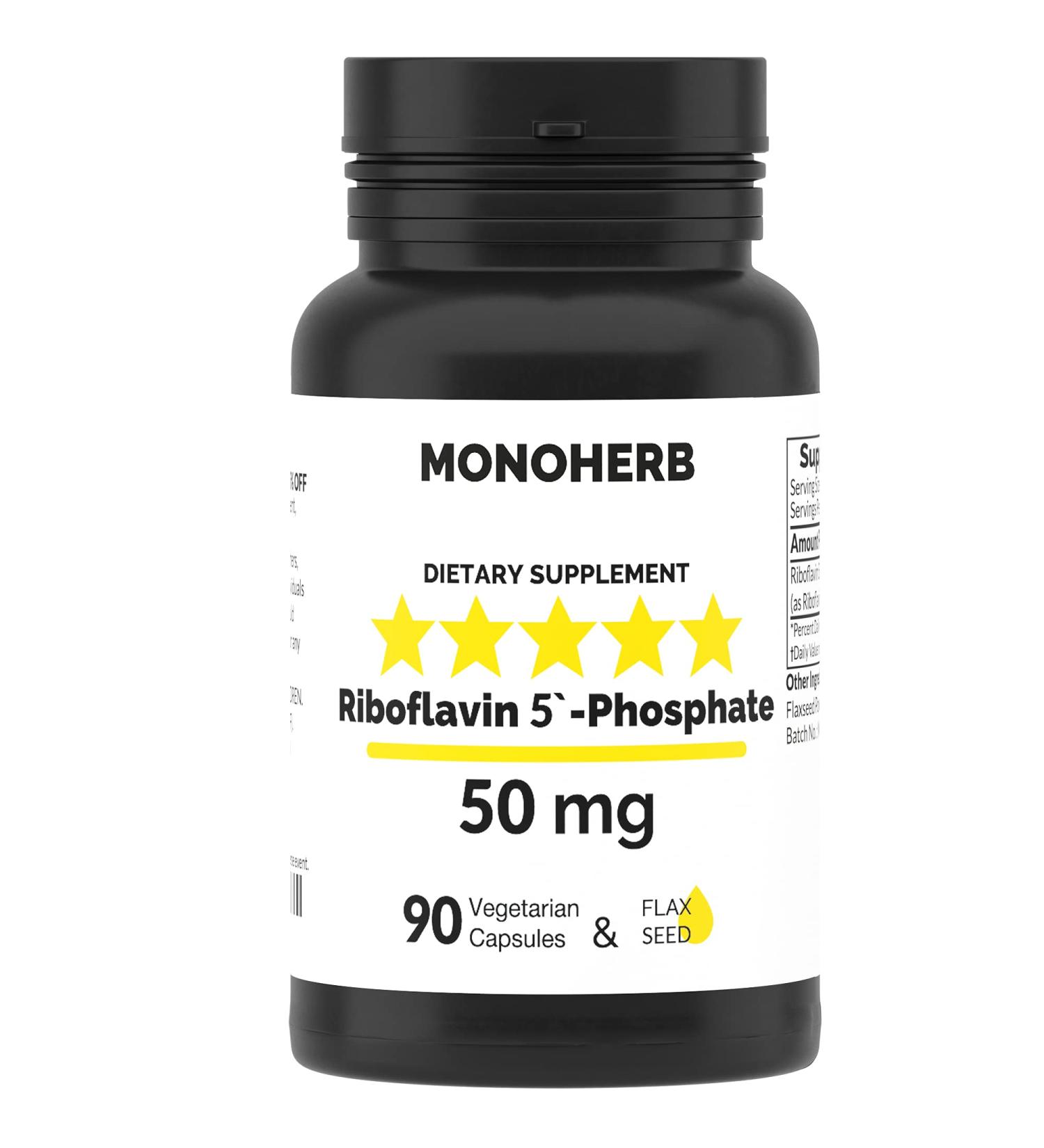 Riboflavin 5'-Phosphate 50 mg - 90 Vegetarian Capsules - Bioactive Vitamin B2 Supplement for Energy & Metabolism - Buy Online on GoSupps.com