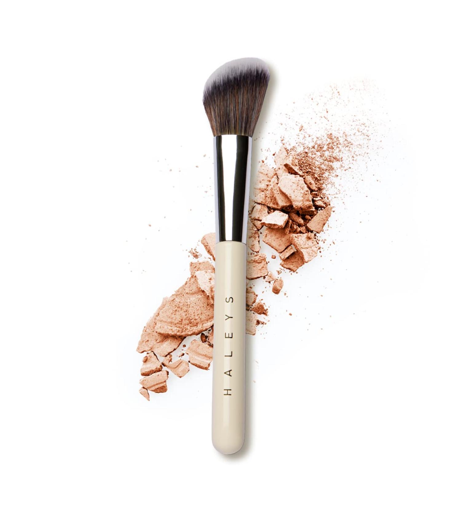 HALEYS Brilliant Contour Brush - Vegan, Cruelty-Free Angled Makeup Brush for Streak-Free Blending & Sculpting - Ideal for Cream, Liquid, or Powder Blush/Contour/Bronzer - Soft Synthetic Bristles, Sustainable Wood Handle - Buy Online on GoSupps.com