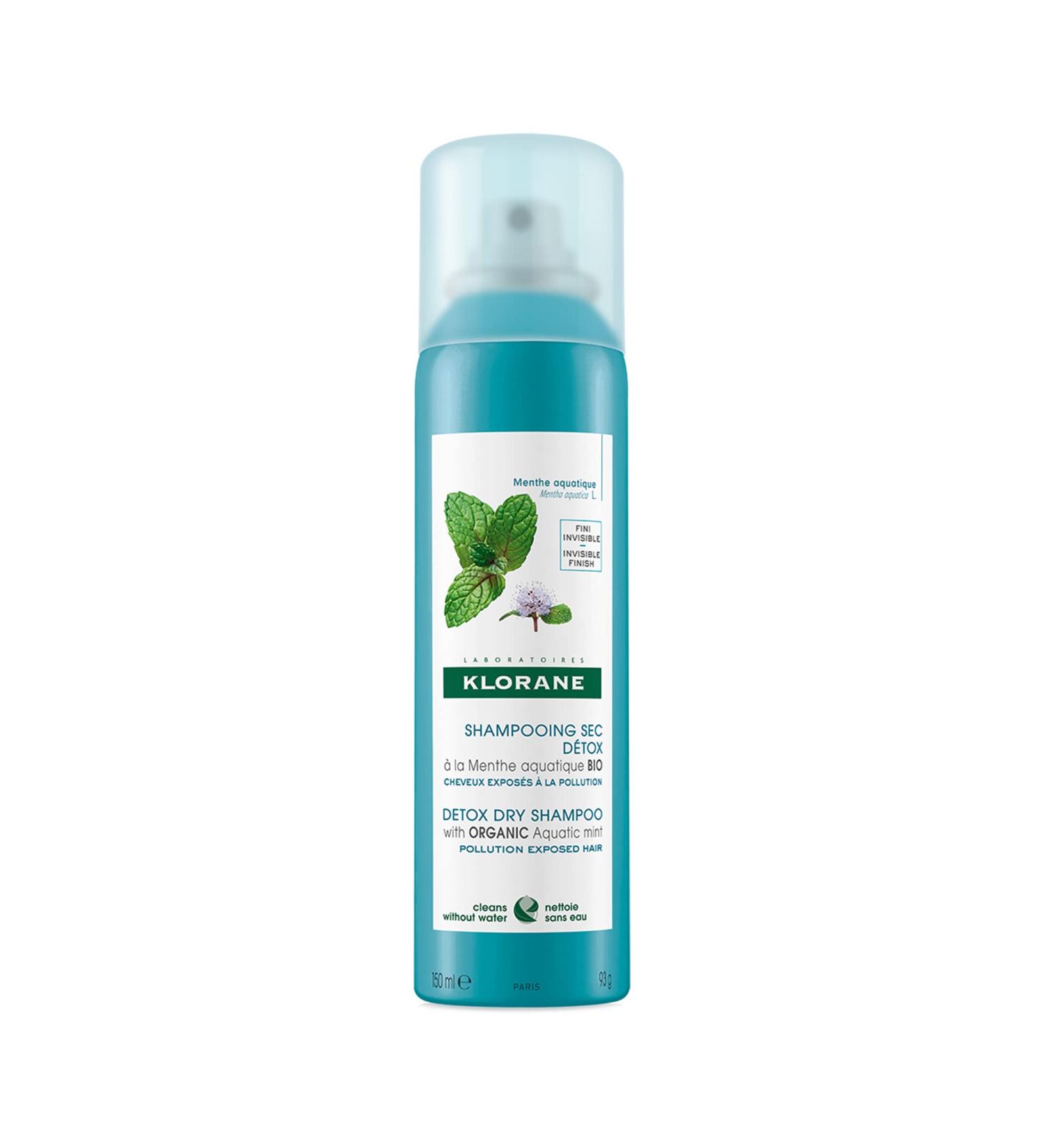 Klorane - Detox Dry Shampoo with Organic Aquatic Mint - All Hair Types Invisible Finish Paraben & Sulfate-Free - 150ml - Buy Online on GoSupps.com