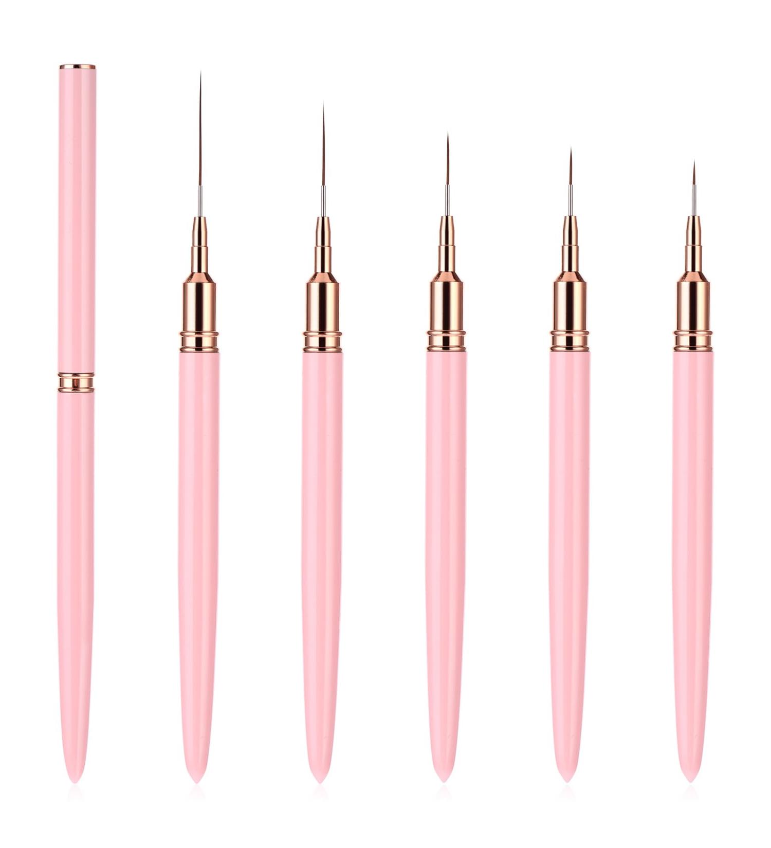WLLHYF 5Pcs Pink Nail Art Liner Brushes Painting Nail Art Brushes for Long Lines Details Fine Drawing Nail Dotting Drawing Tool Set 7mm/9mm/11mm/15mm/25mm(Pink - Buy Online on GoSupps.com