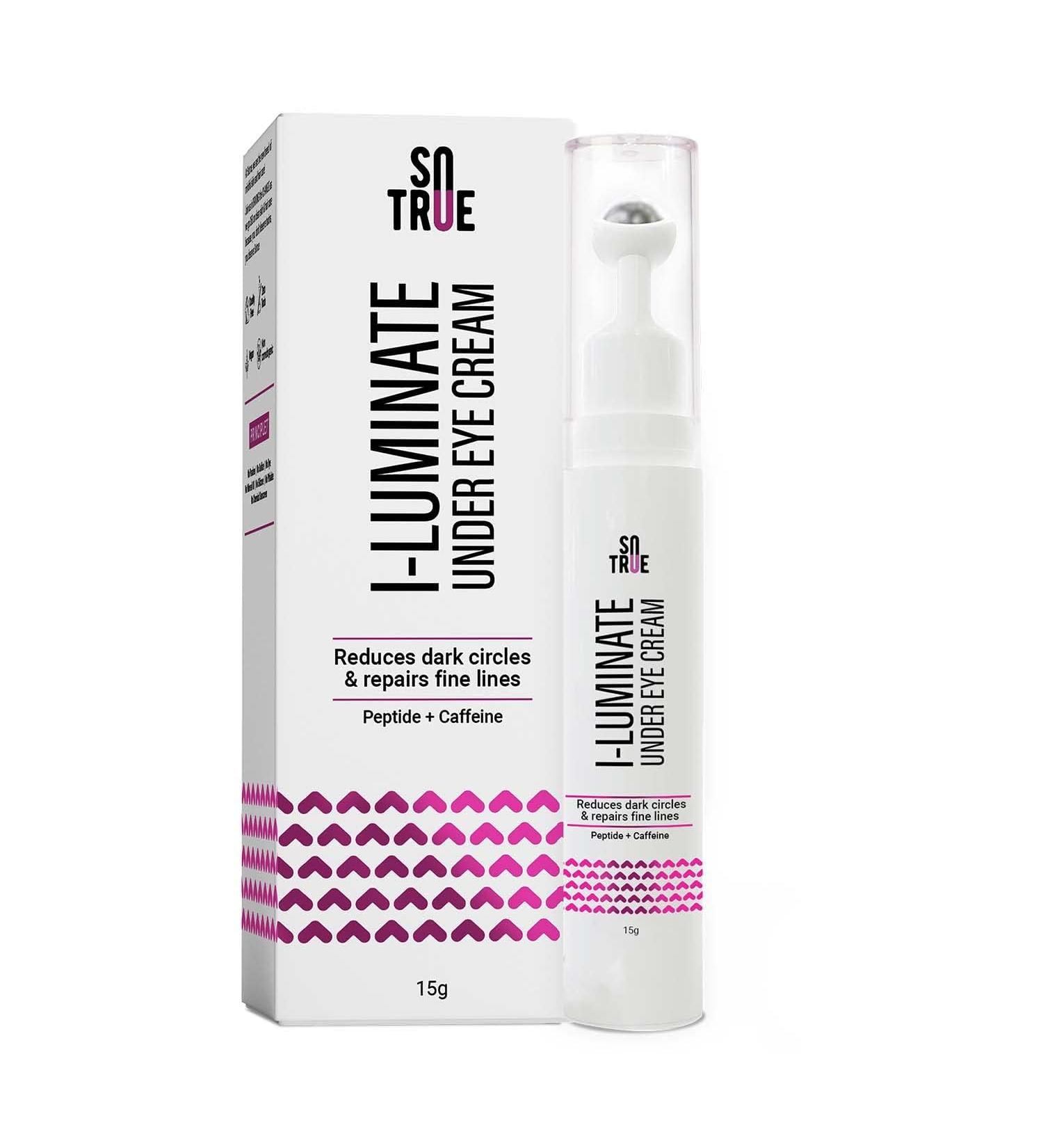 So_true i-luminate Under Eye Cream | Dark Circles Puffy Eyes & Fine Lines Solution for Women | 15g Aloe Vera Jojoba & Vitamin E | All Skin Types - Buy Online on GoSupps.com
