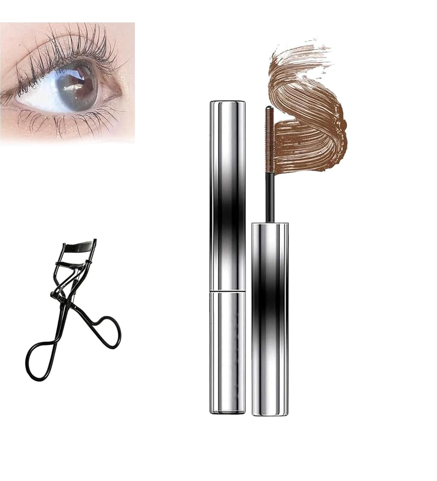 Vivavogue Lash Vivavogue Iron Wand Mascara 3d Curling Eyelash Iron Mascara Non-Clumping Waterproof Flake Proof Long Lasting Metal Rod Mascara (Brown 1PCS)