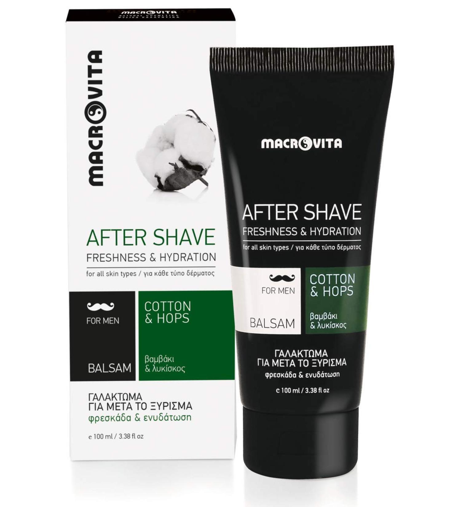 MACROVITA AFTER SHAVE BALM WITH COTTON AND ORGANIC HOPS 100 ML.