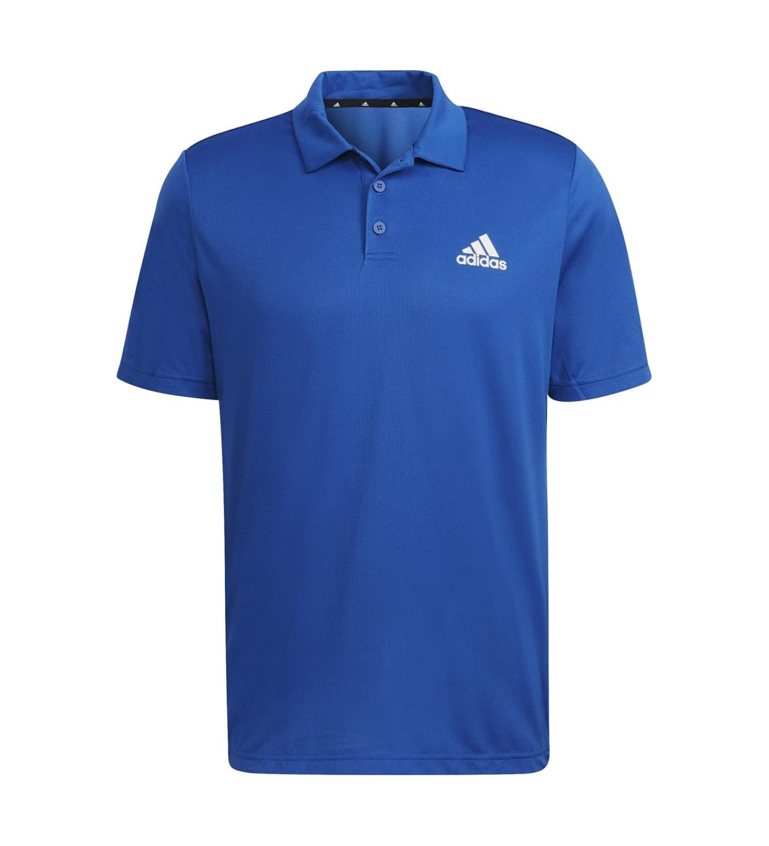 Adidas Male Training Polo Shirt XL - Essentials Short Sleeve in Lucid Blue/Black | Shop Internationally - Buy Online on GoSupps.com